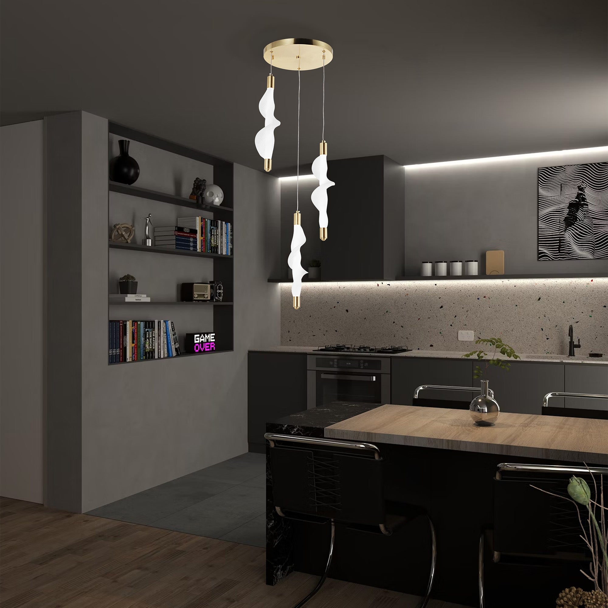 Lampa Wisząca Led G009-3cpr Biały/złoty  5
