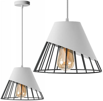 LAMPA SUFITOWA WISZĄCA KLOSZ METAL APP228-1CP BIAŁA