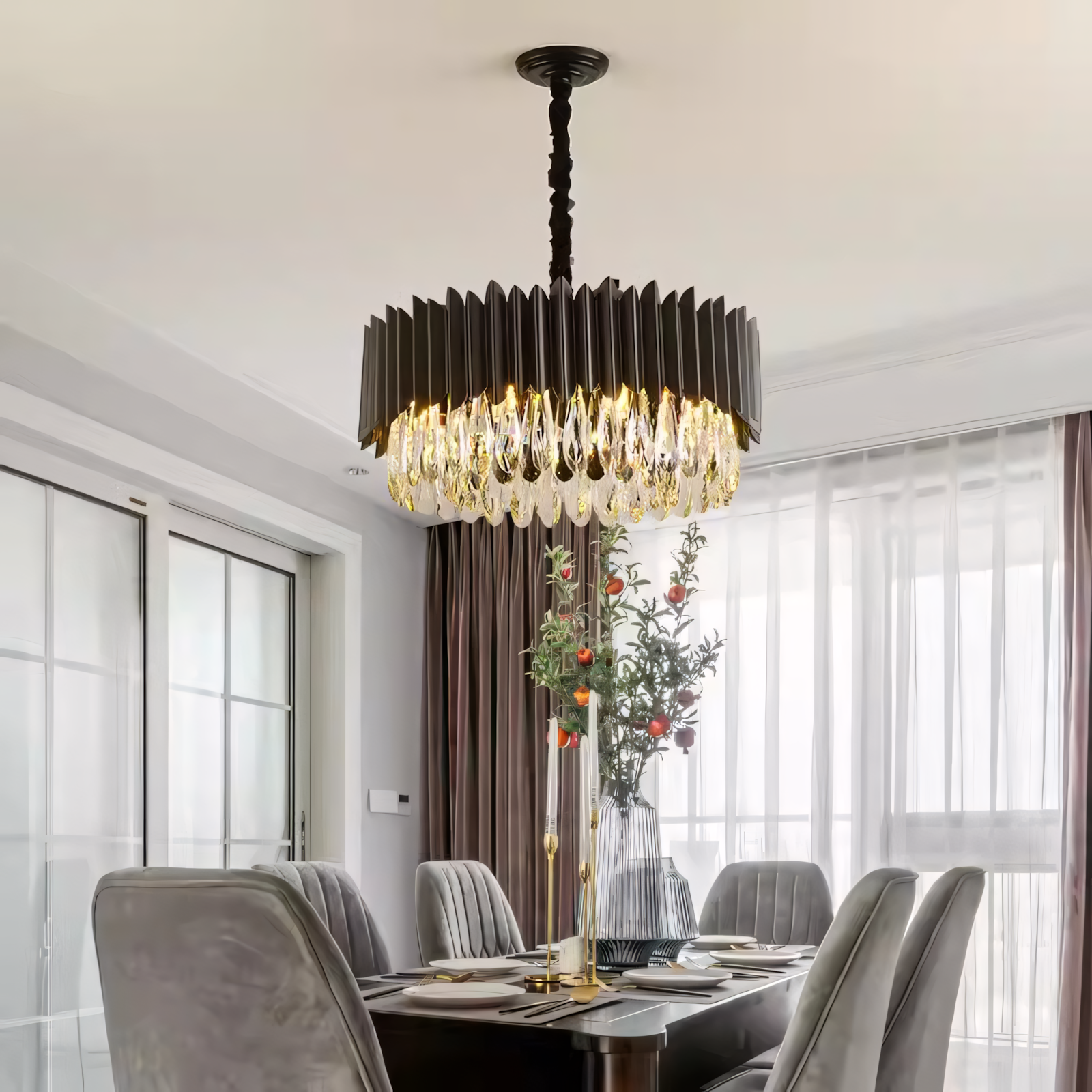 Lampa sufitowa wisząca APP1657-8CP Czarna  8