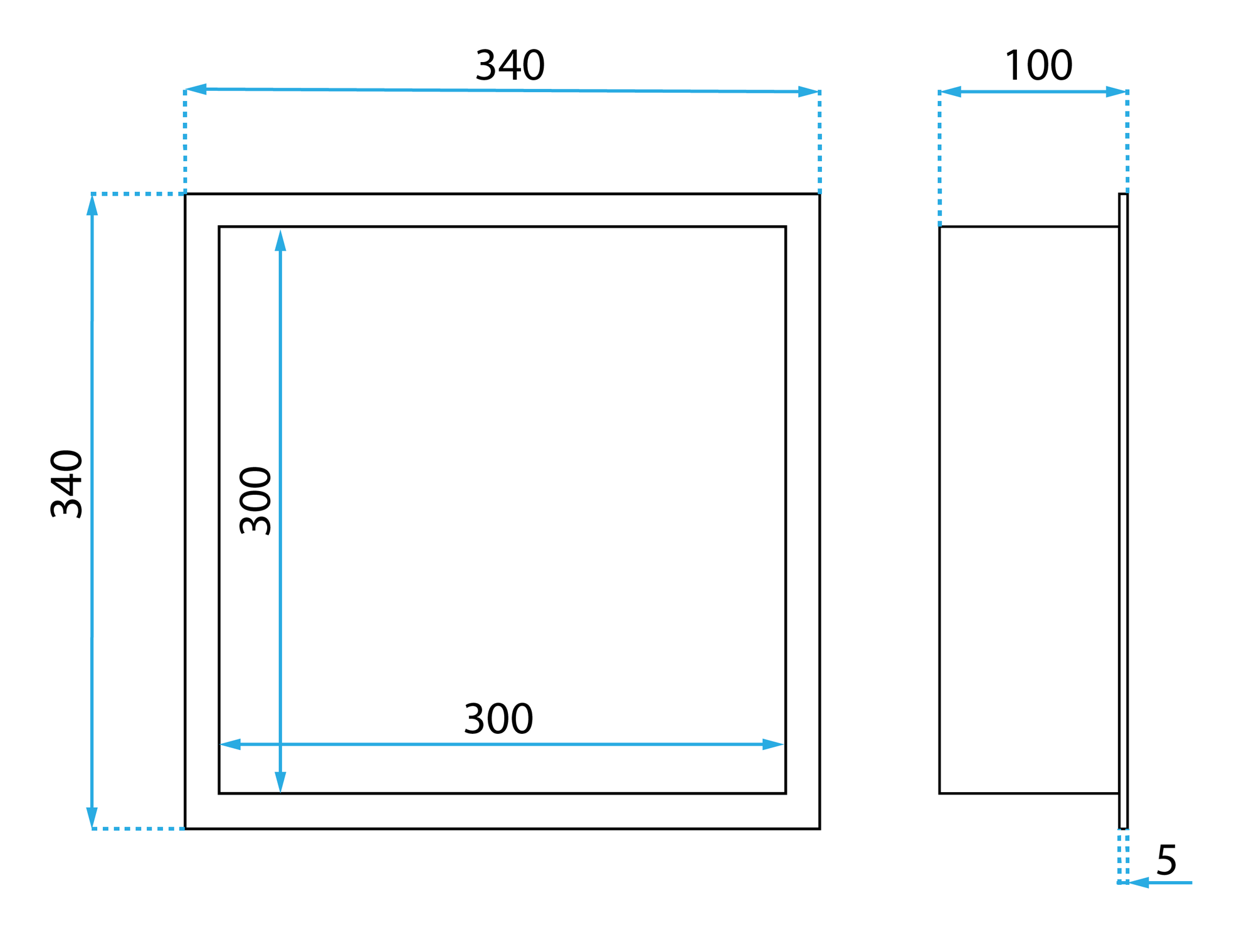 PÓŁKA WNĘKOWA ŁAZIENKOWA 30x30 stal szczotkowana