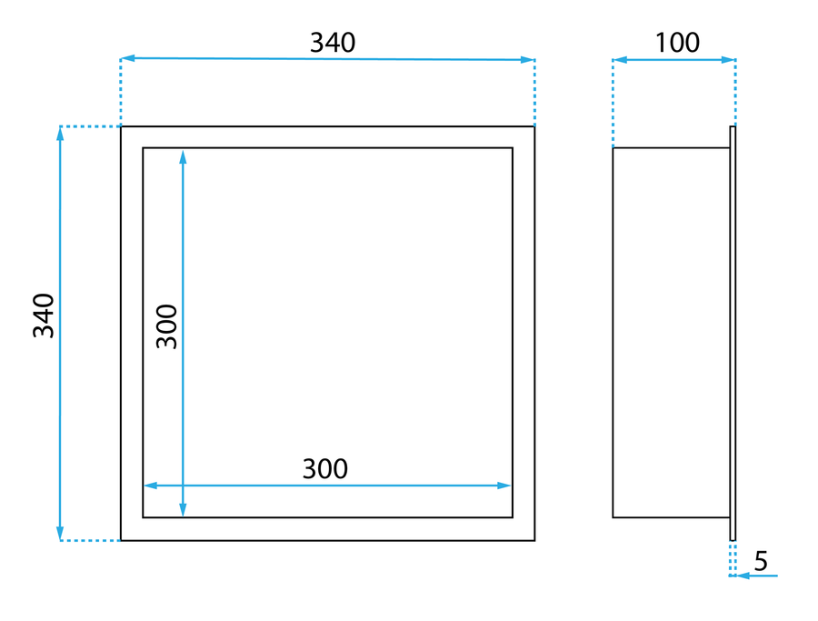 PÓŁKA WNĘKOWA ŁAZIENKOWA 30x30 stal szczotkowana