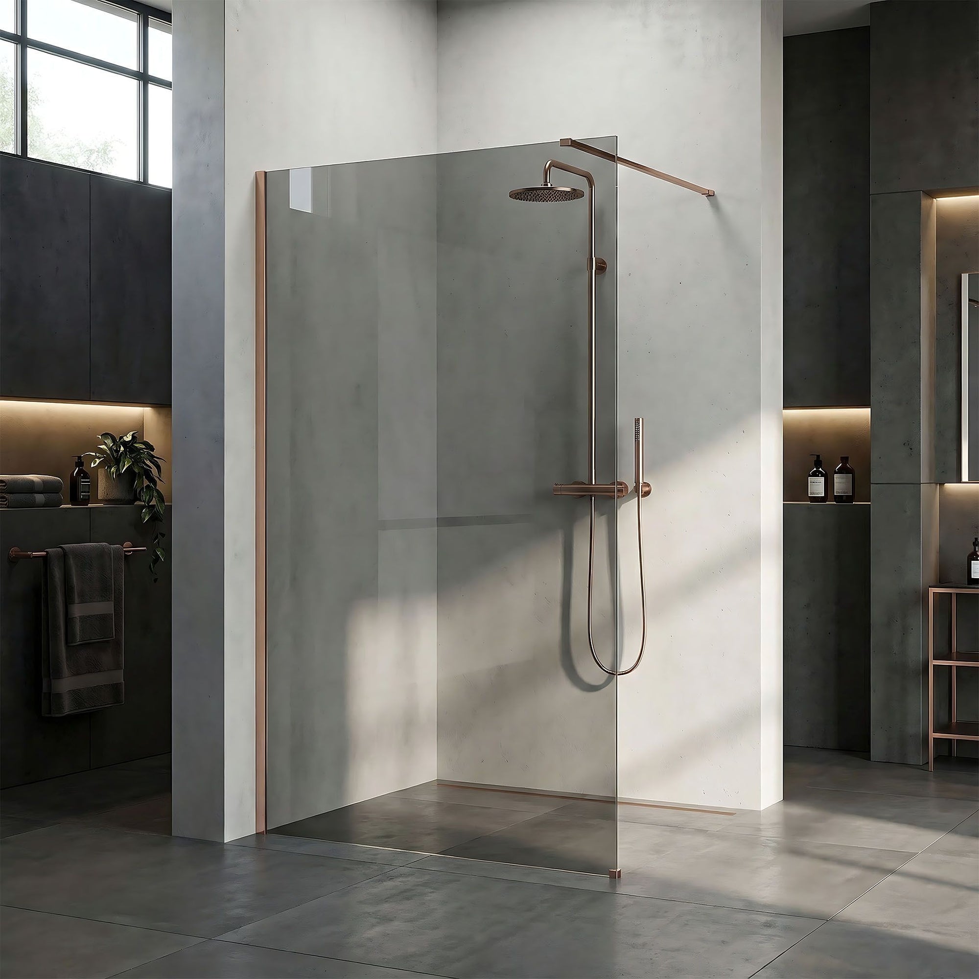 Kabina prysznicowa Walk-In Rea Flexi Grey / Brush Copper 110  7