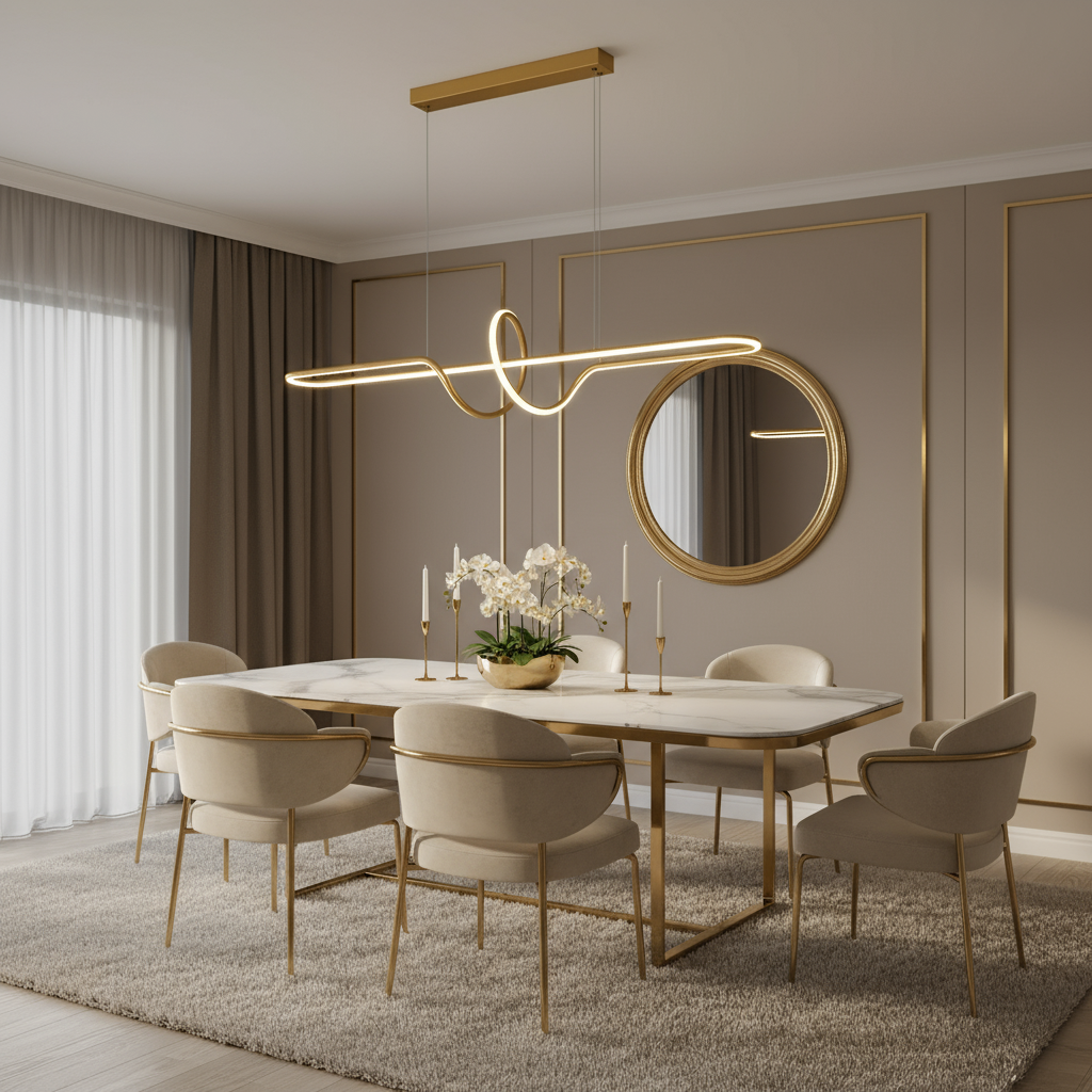 Lampa Sufitowa Wisząca Led Lhj038-cp Złota Szczotkowana  3