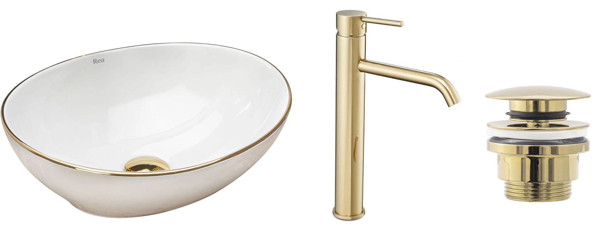 Zestaw Sofia gold edge + bateria wysoka Lungo gold + korek uniwersalny złoty