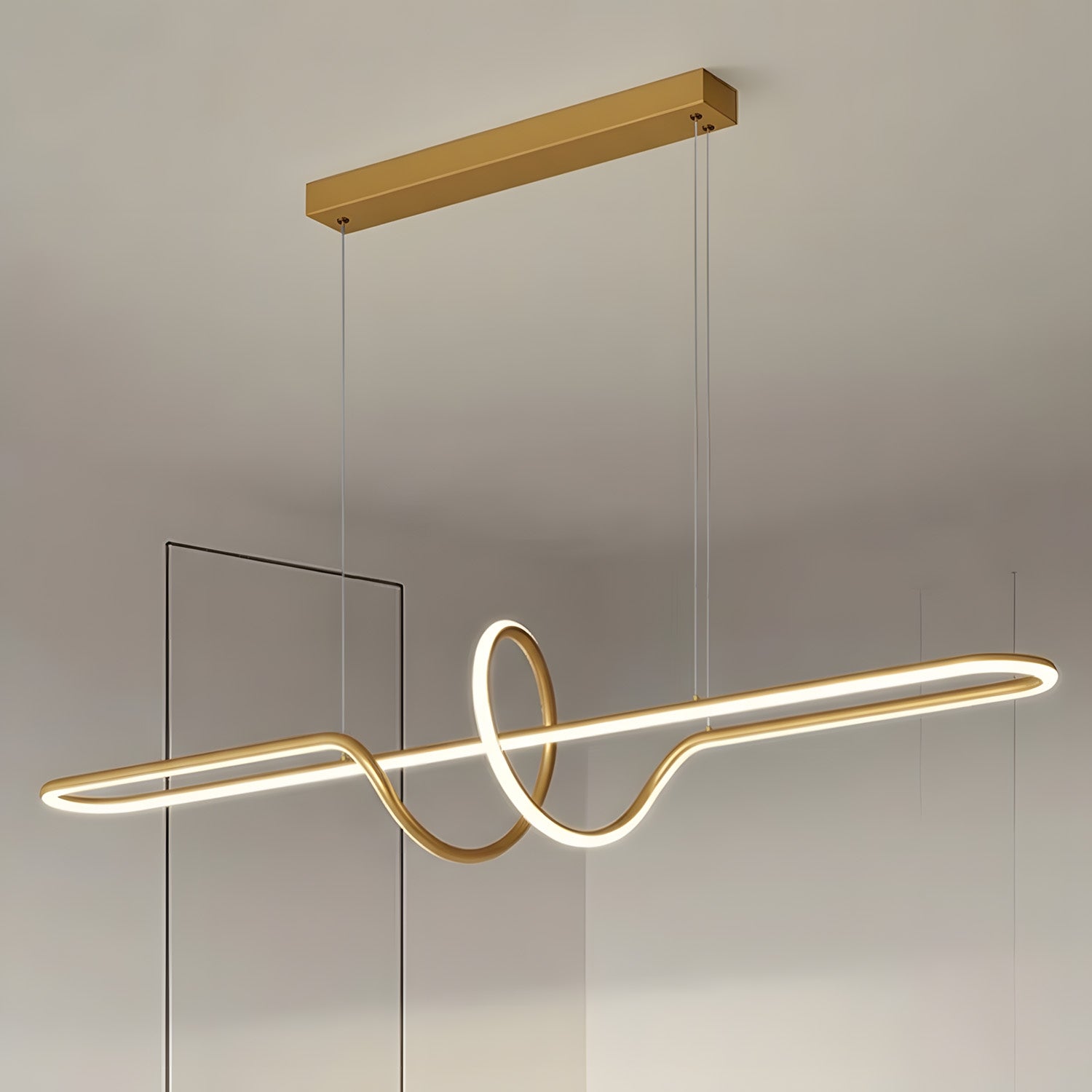 Lampa Sufitowa Wisząca Led Lhj038-cp Złota Szczotkowana  5