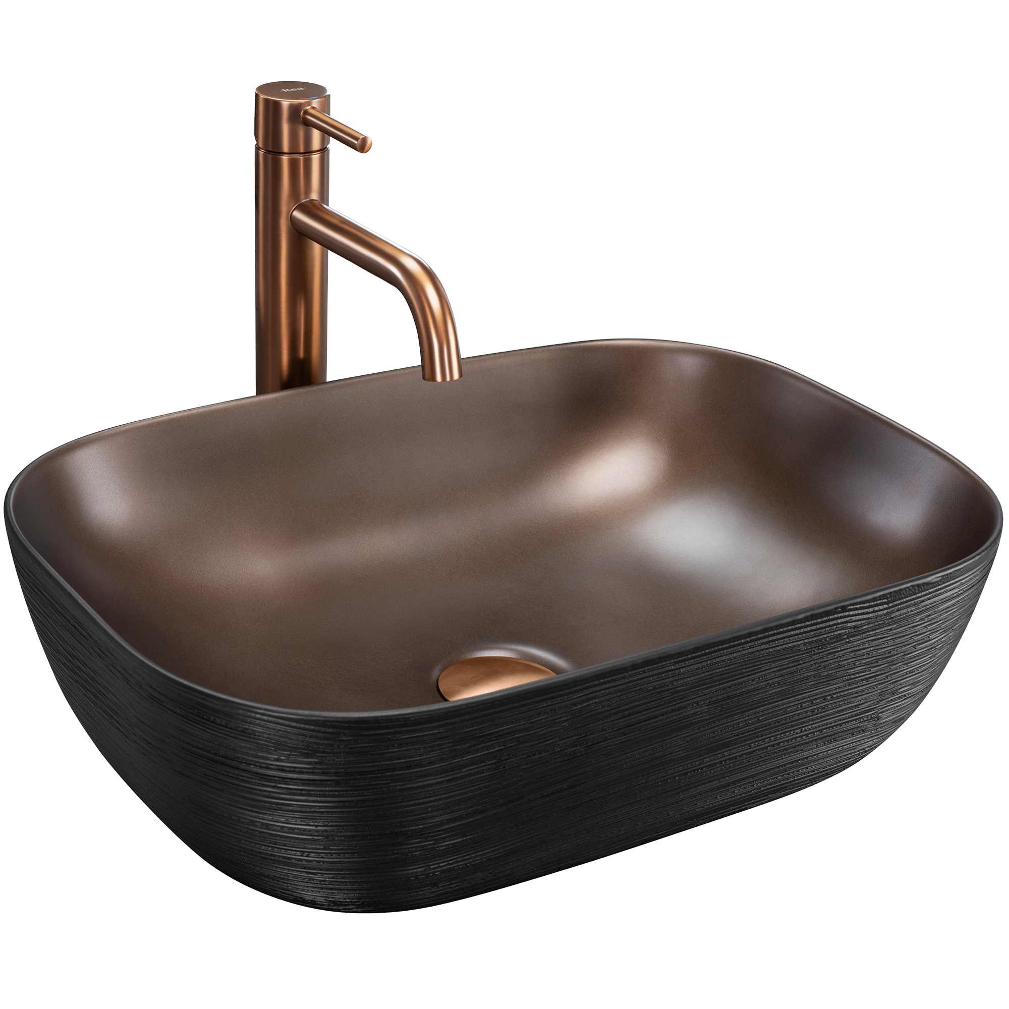 Umywalka nablatowa Rea Belinda COPPER BRUSH / Black  1