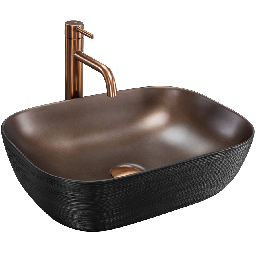 Umywalka nablatowa Rea Belinda COPPER BRUSH / Black  1