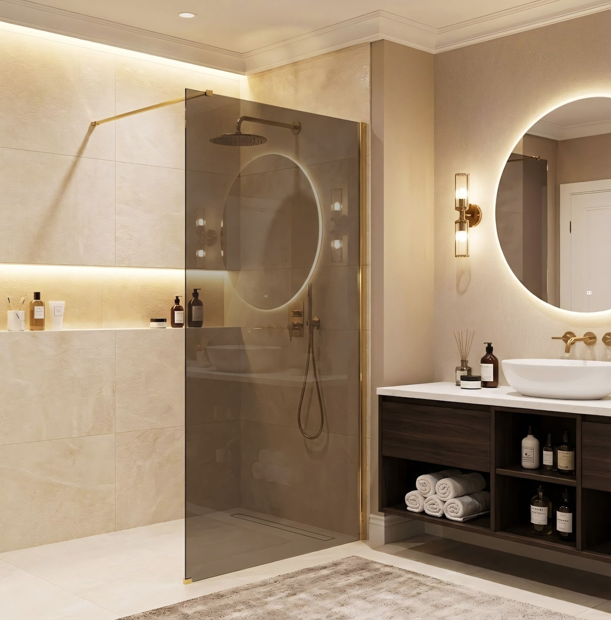 Kabina prysznicowa Walk-In Rea Flexi Brown / Gold 120  5