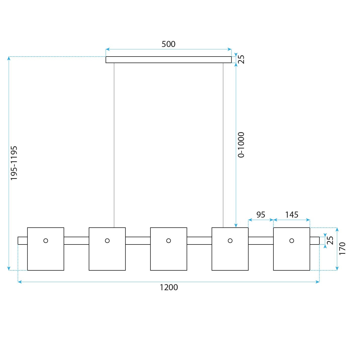 Lampa Wisząca 5-punktowa APP1706-5CP Grey G9  8