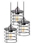 Lampa Sufitowa Wisząca Potrójna Metalowa Loft 392204 Czarna  7