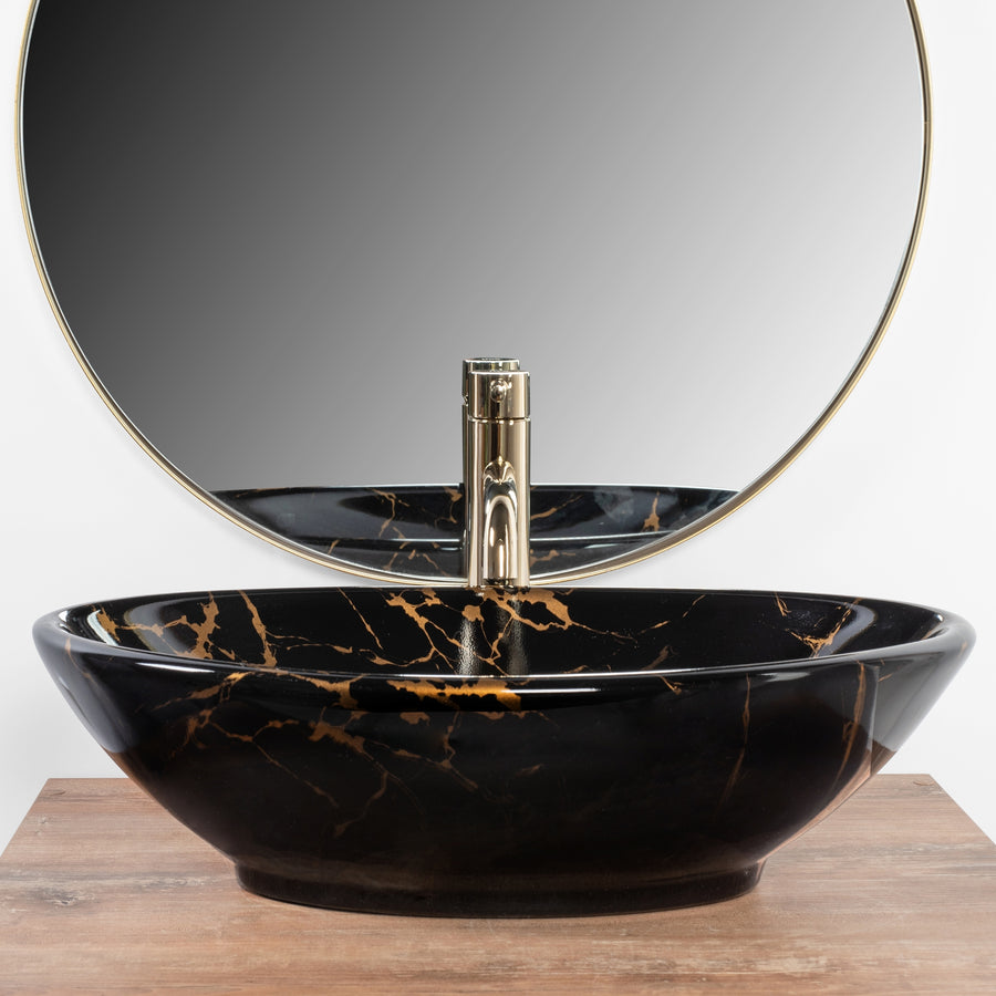 Umywalka nablatowa REA Pamela Black Marble Shiny  3