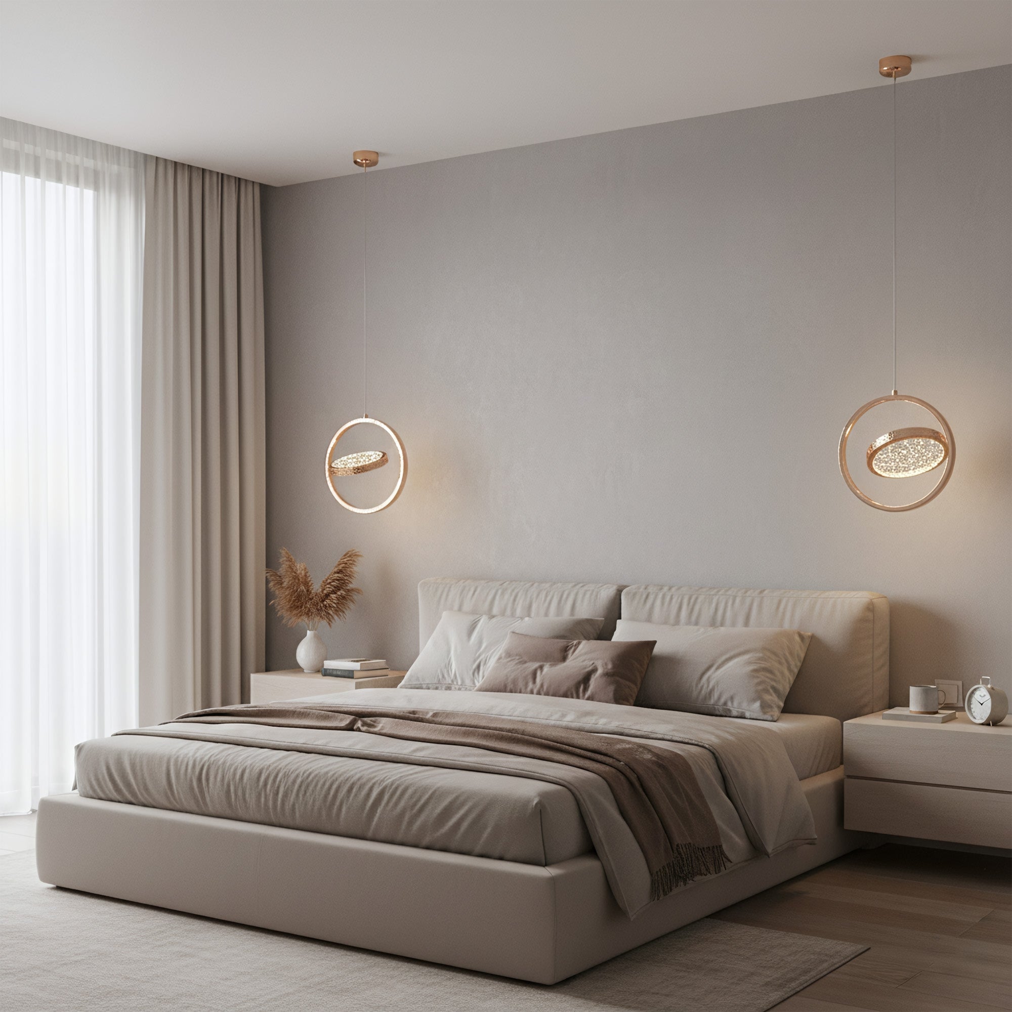Lampa Wisząca Led Lhj106-1cp Jasne Różowe Złoto  4