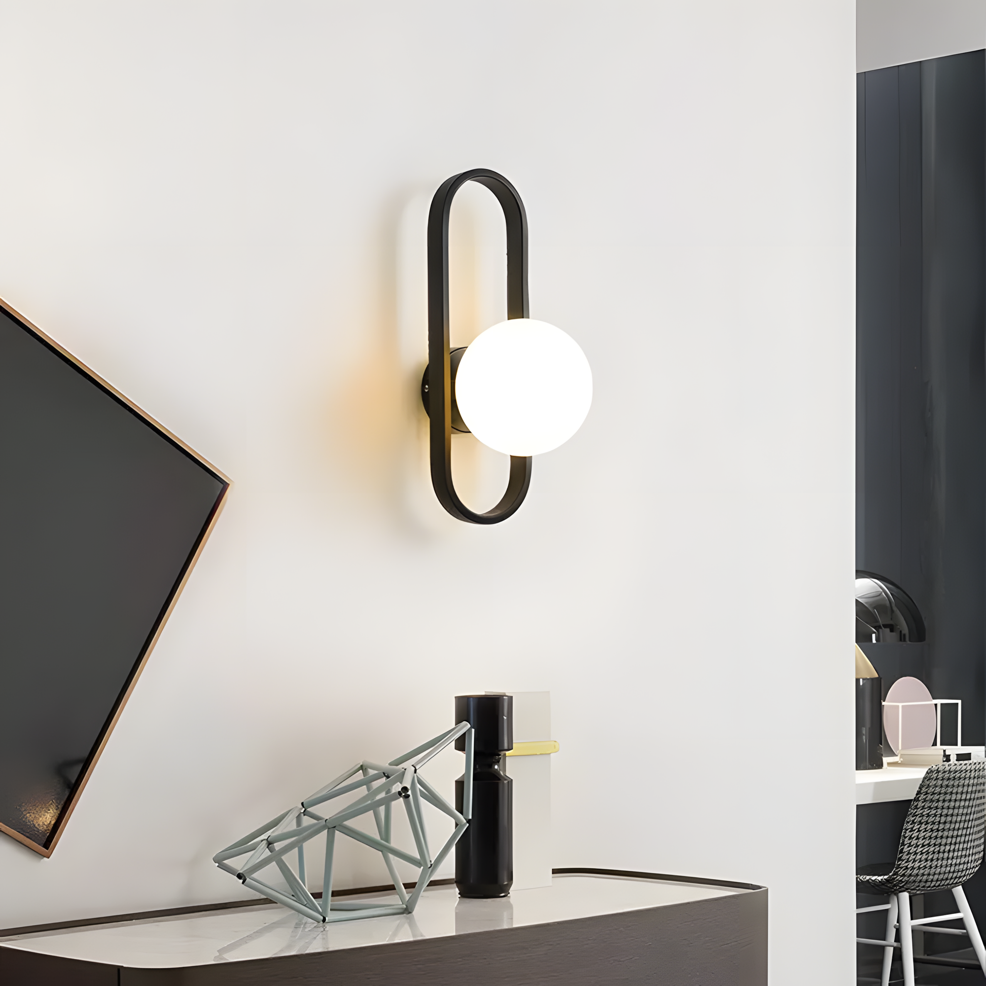 LAMPA ŚCIENNA KINKIET APP1755-1W BLACK WHITE  7