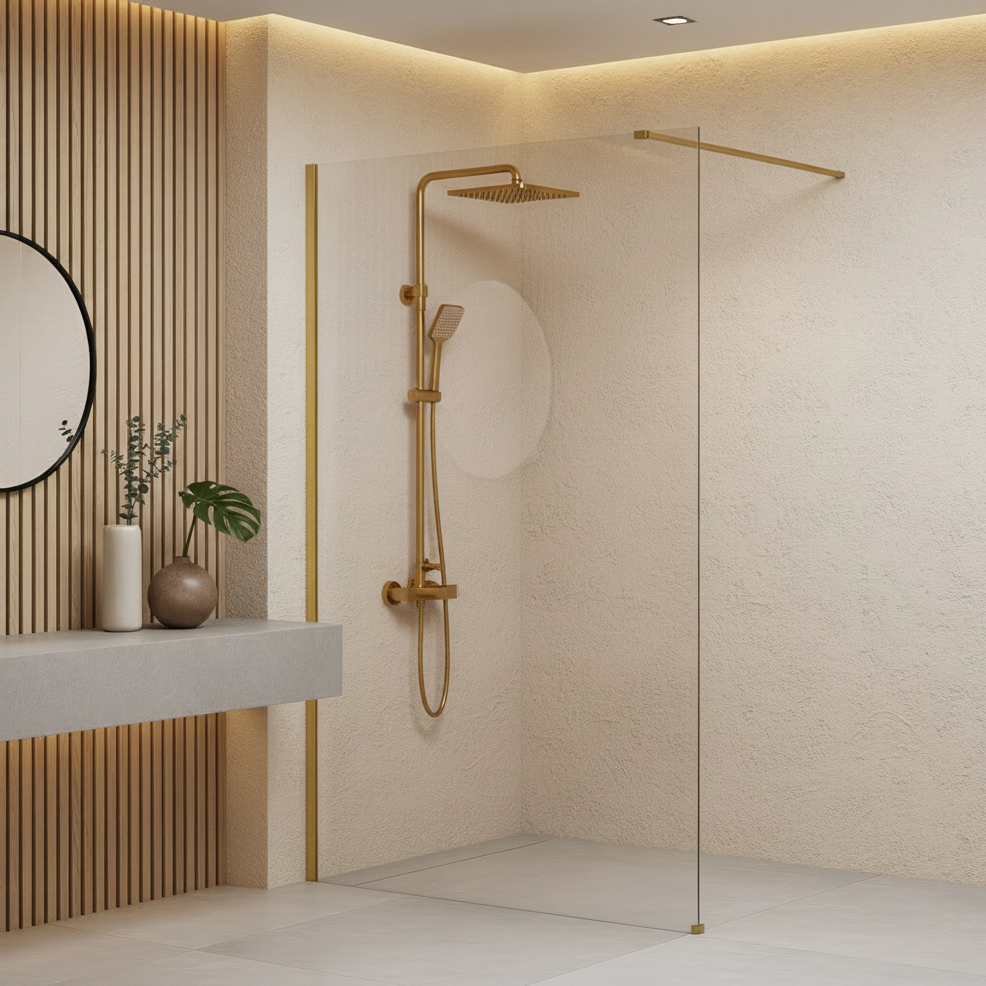 Kabina Prysznicowa Walk-in Rea Flexi Transparent / Brush Gold 130  7