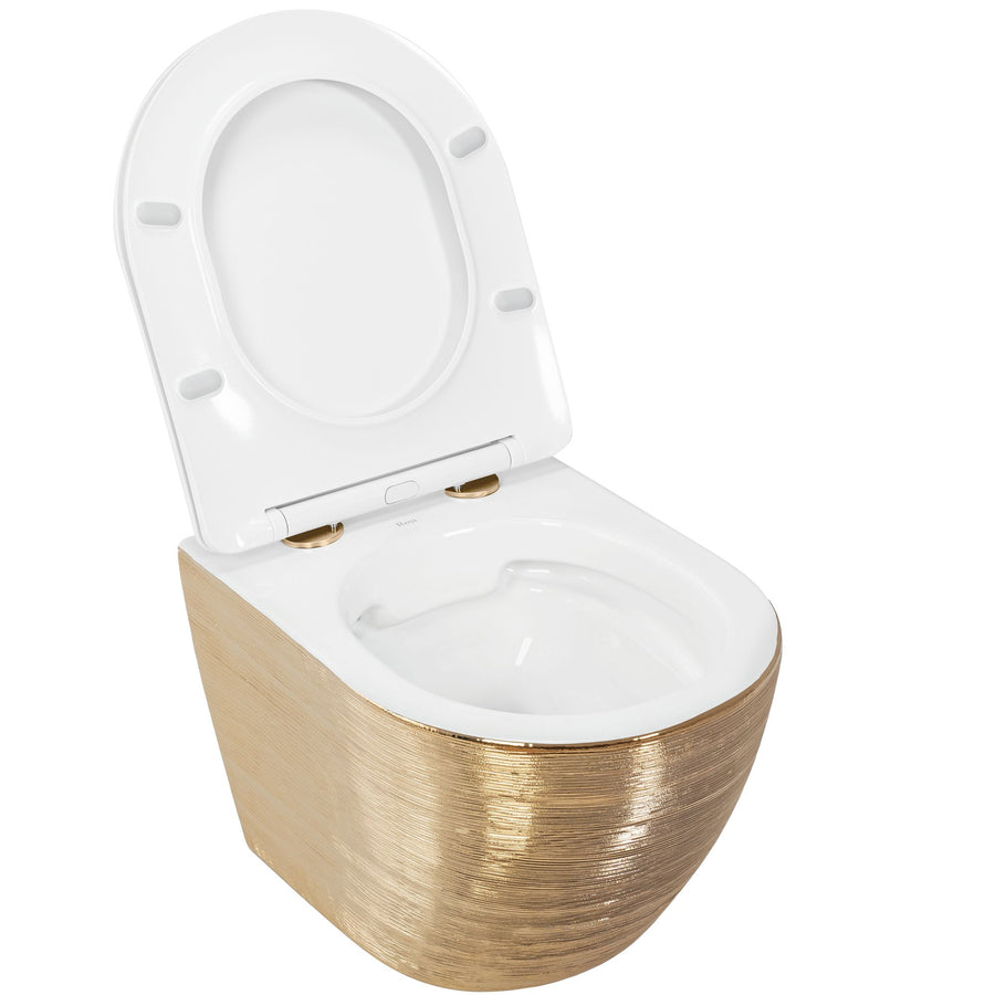 Misa WC podwieszana Carlo Flat złota szczotkowana