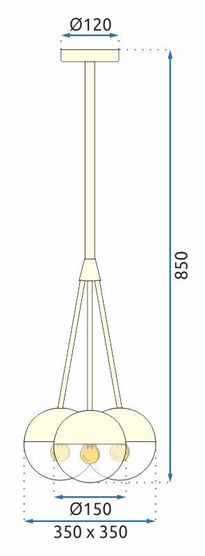 Lampa Wisząca Szklana Kula Mleczna APP688-3CP Złota