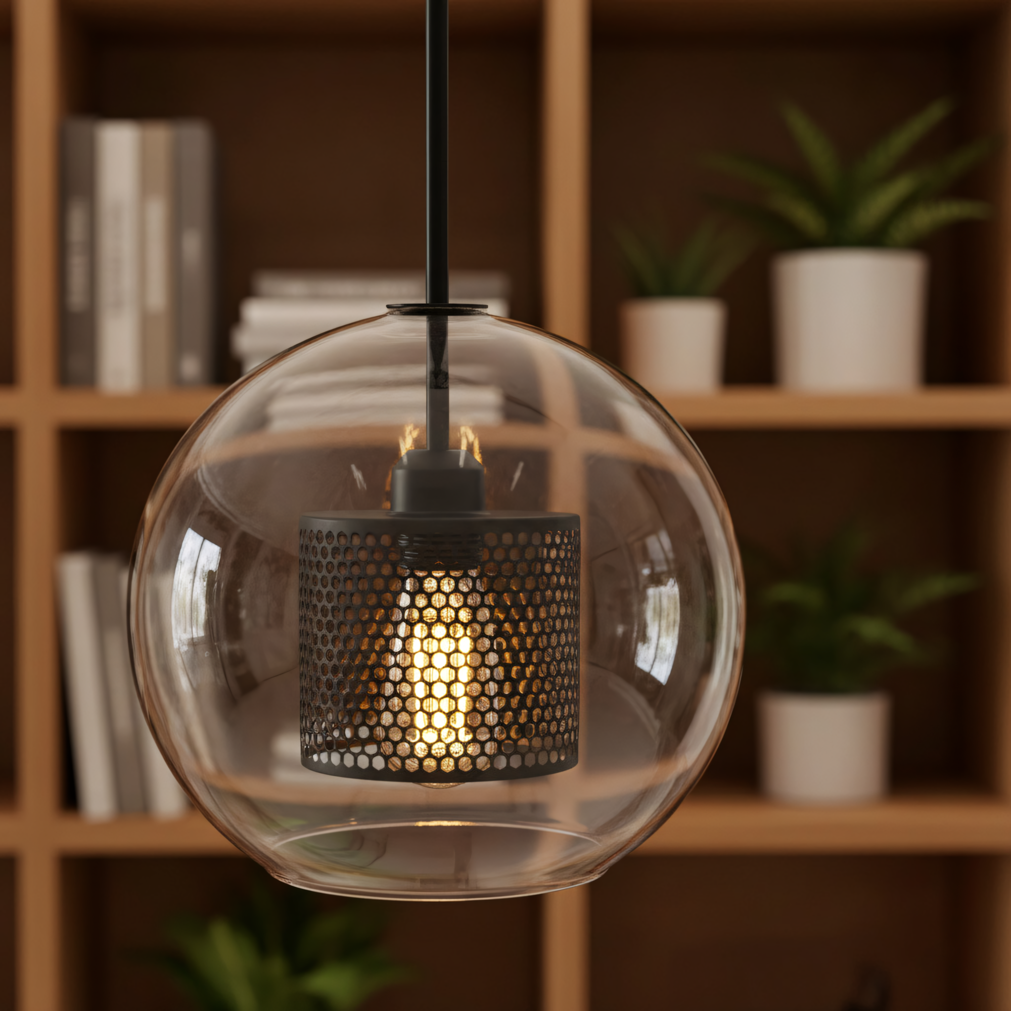 Lampa wisząca szklana loft APP557-1CP 20cm czarna  2