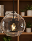 Lampa wisząca szklana loft APP557-1CP 20cm czarna  2