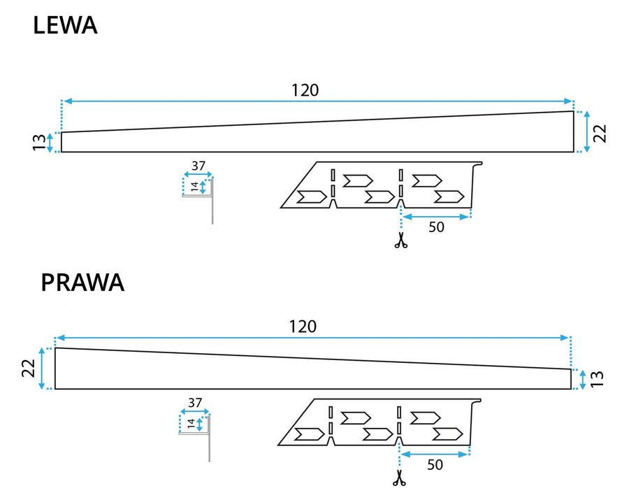 Listwa spadkowa brodzikowa 120cm Czarna