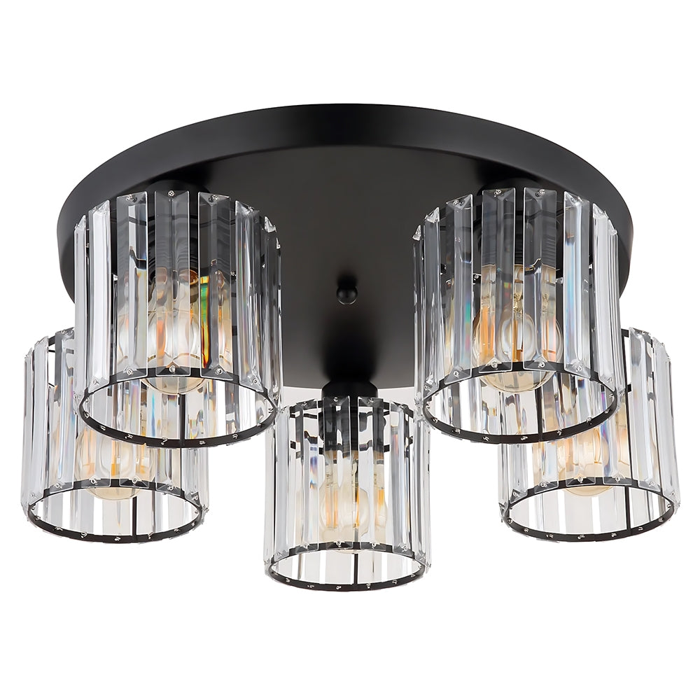 Lampa Sufitowa Kryształowa Ebt023-5c Czarna  4