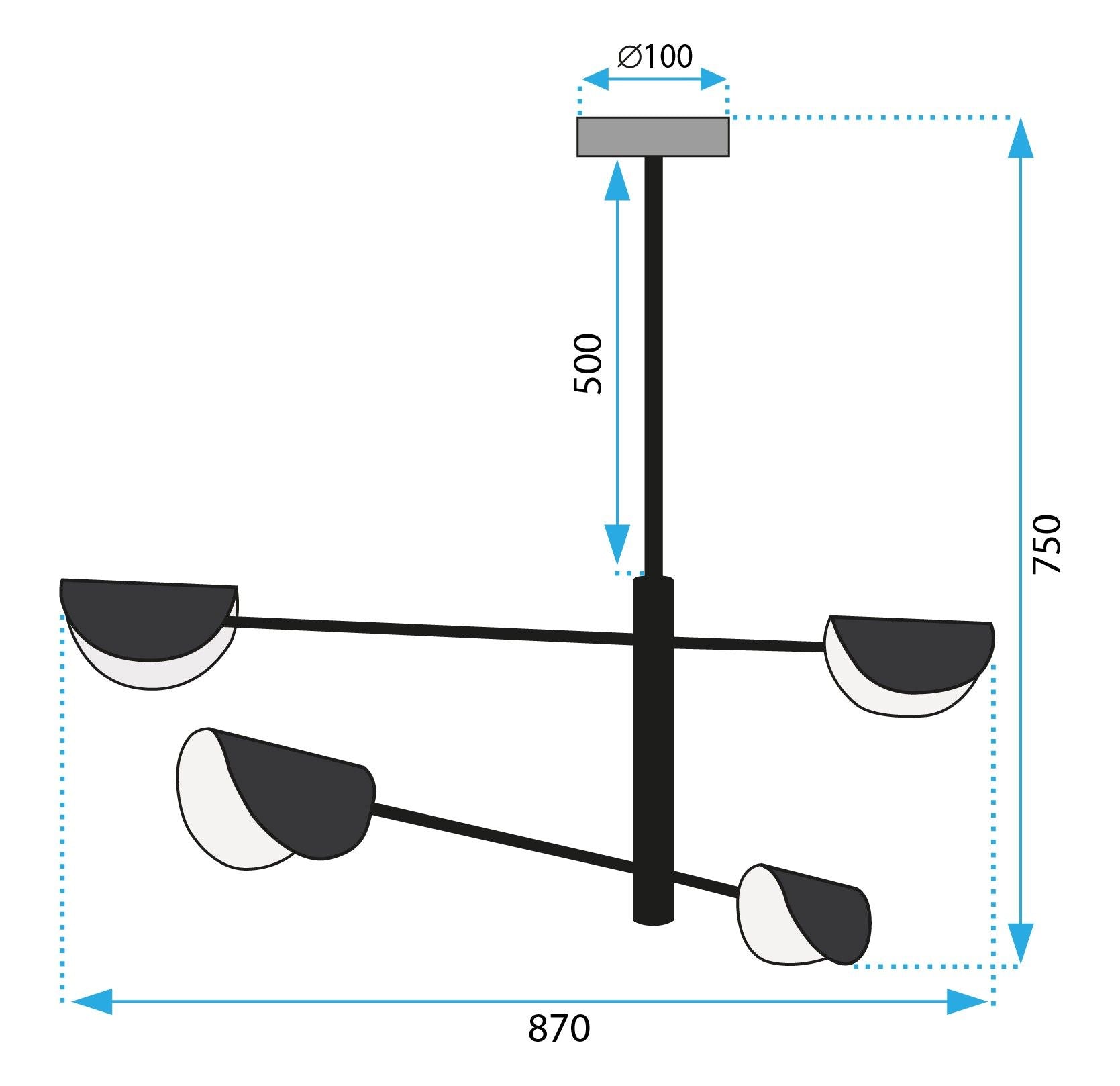 LAMPA SUFITOWA WISZĄCA APP1260-4CP BLACK