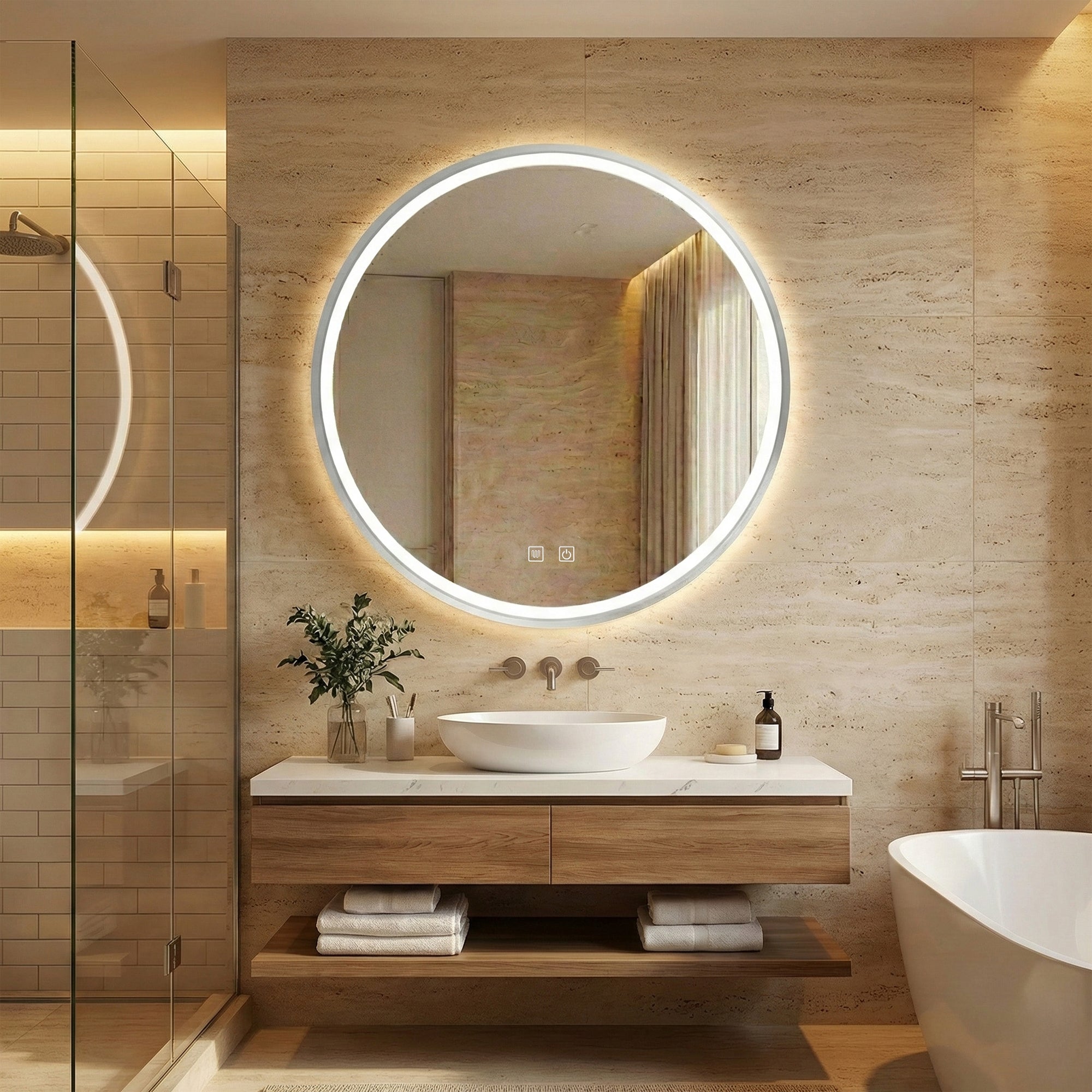 LUSTRO ŚCIENNE LED 80cm MMJ stal szczotkowana  12