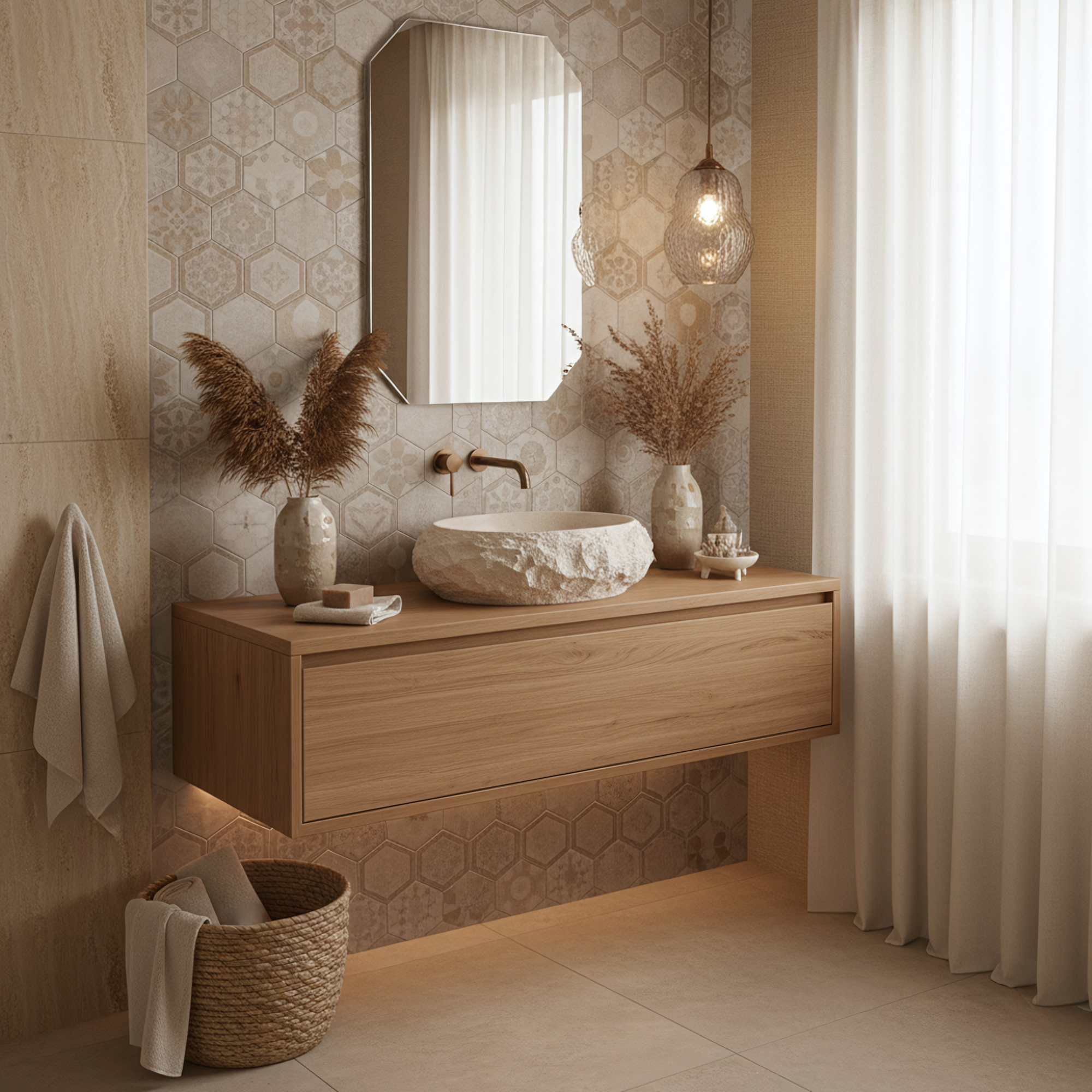 Umywalka nablatowa Rea Mika Warm Beige  6