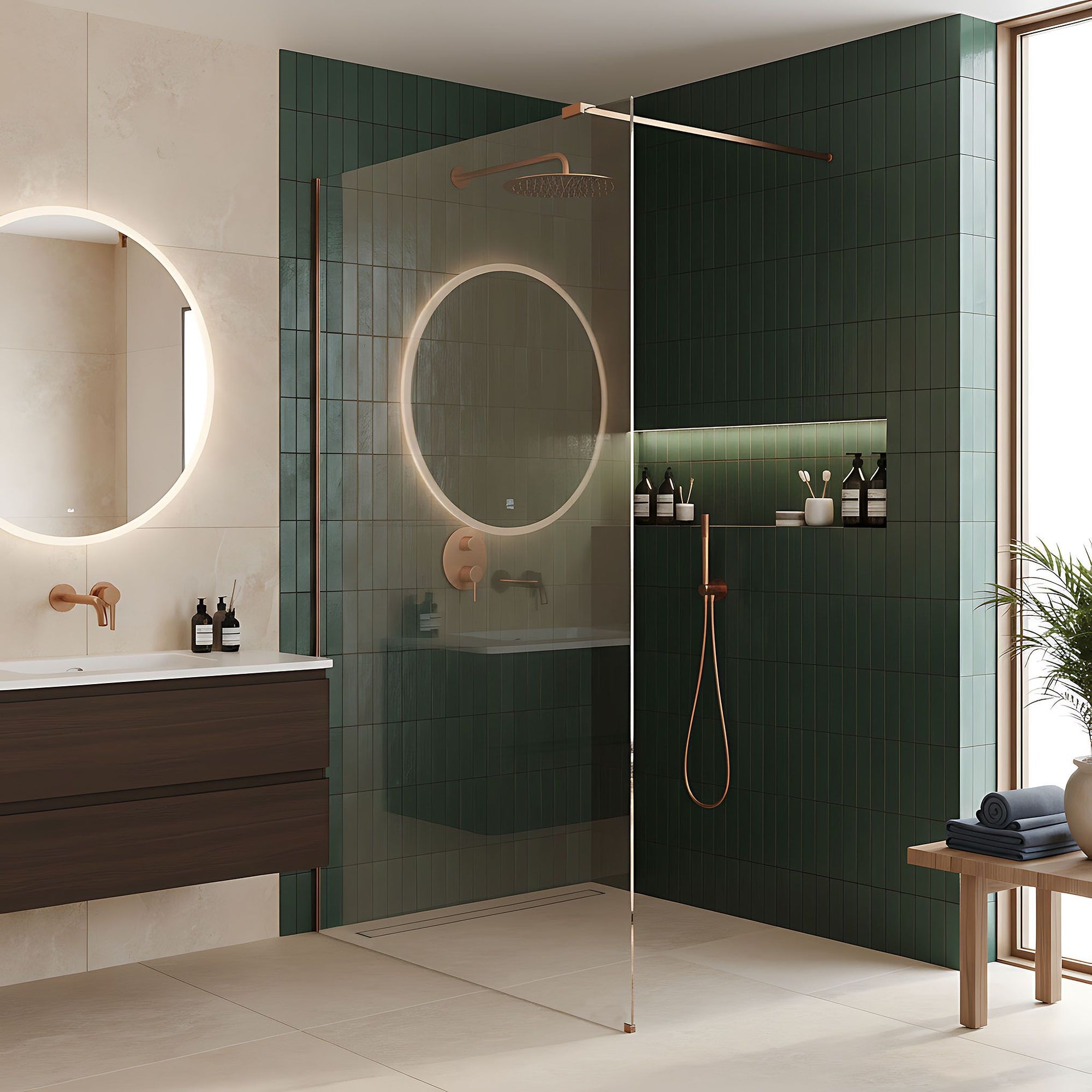 Kabina prysznicowa Walk-In Rea Flexi Transparent / Brush Copper 70  5
