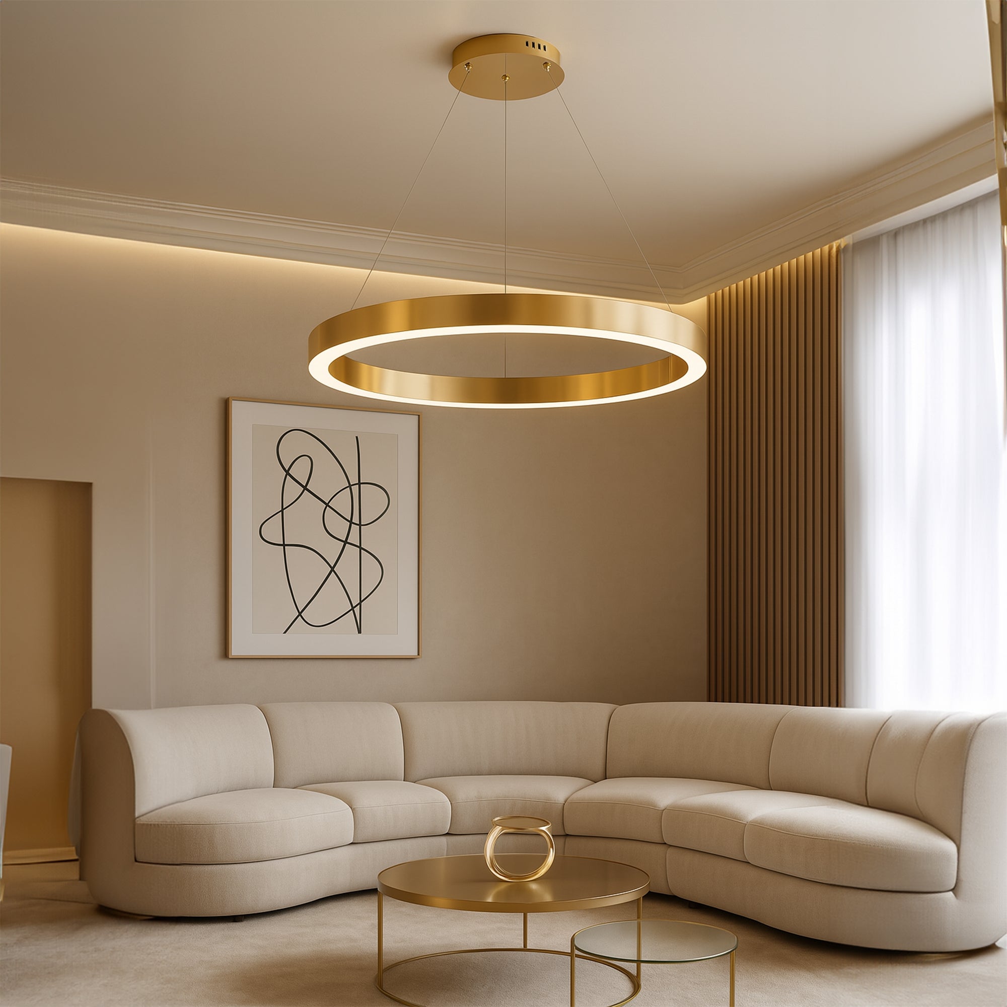 Lampa Wisząca Led Lhj051-cp1 C Złota Szczotkowana  2