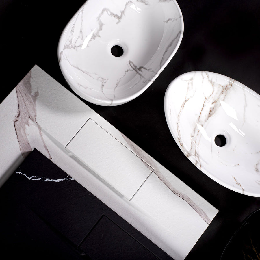 Zestaw Sofia black marble + bateria wysoka Lungo gold + korek uniwersalny złoty