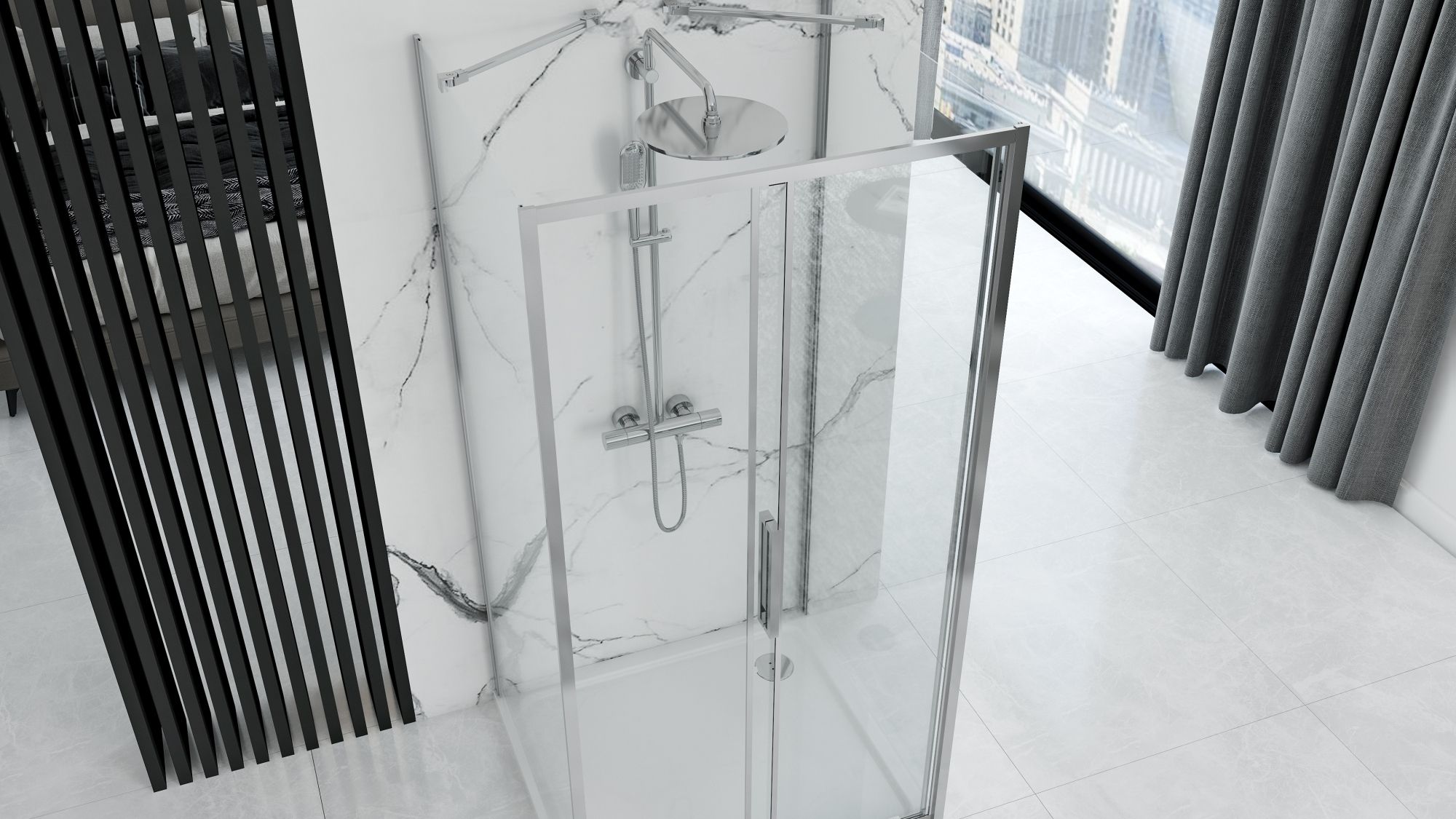 Kabina Prysznicowa Przyścienna Rapid Slide Chrom 130x80