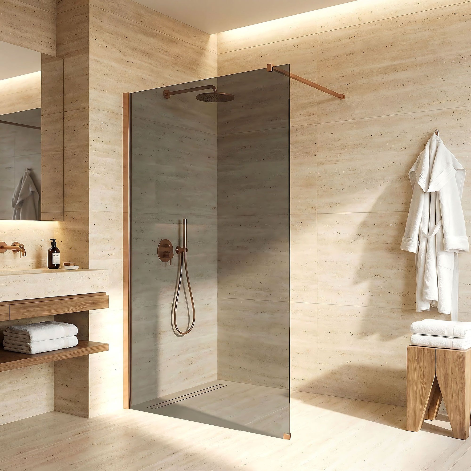 Kabina prysznicowa Walk-In Rea Flexi Grey / Brush Copper 110  3