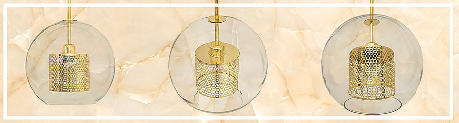 Lampa wisząca szklana loft APP555-1CP 25cm ZŁOTa