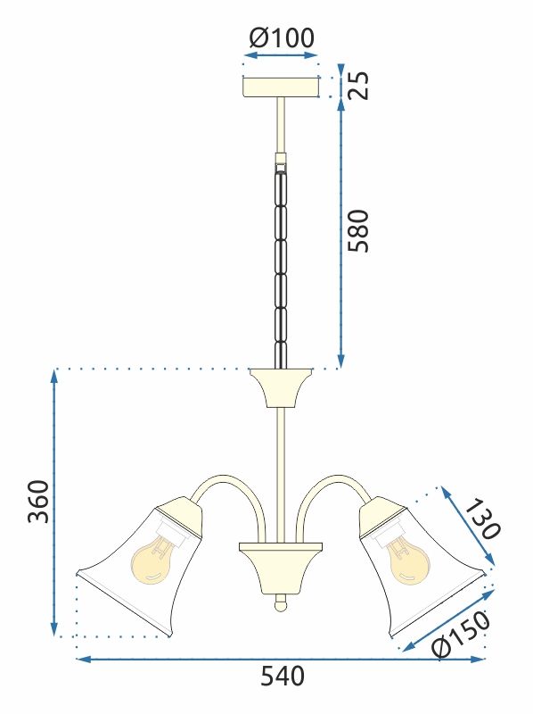 Lampa Wisząca Vintage APP959-5CP  Złota