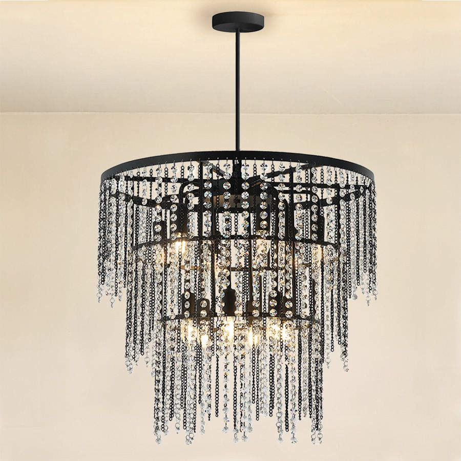 Lampa kryształowa wisząca APP1314-CP Czarna