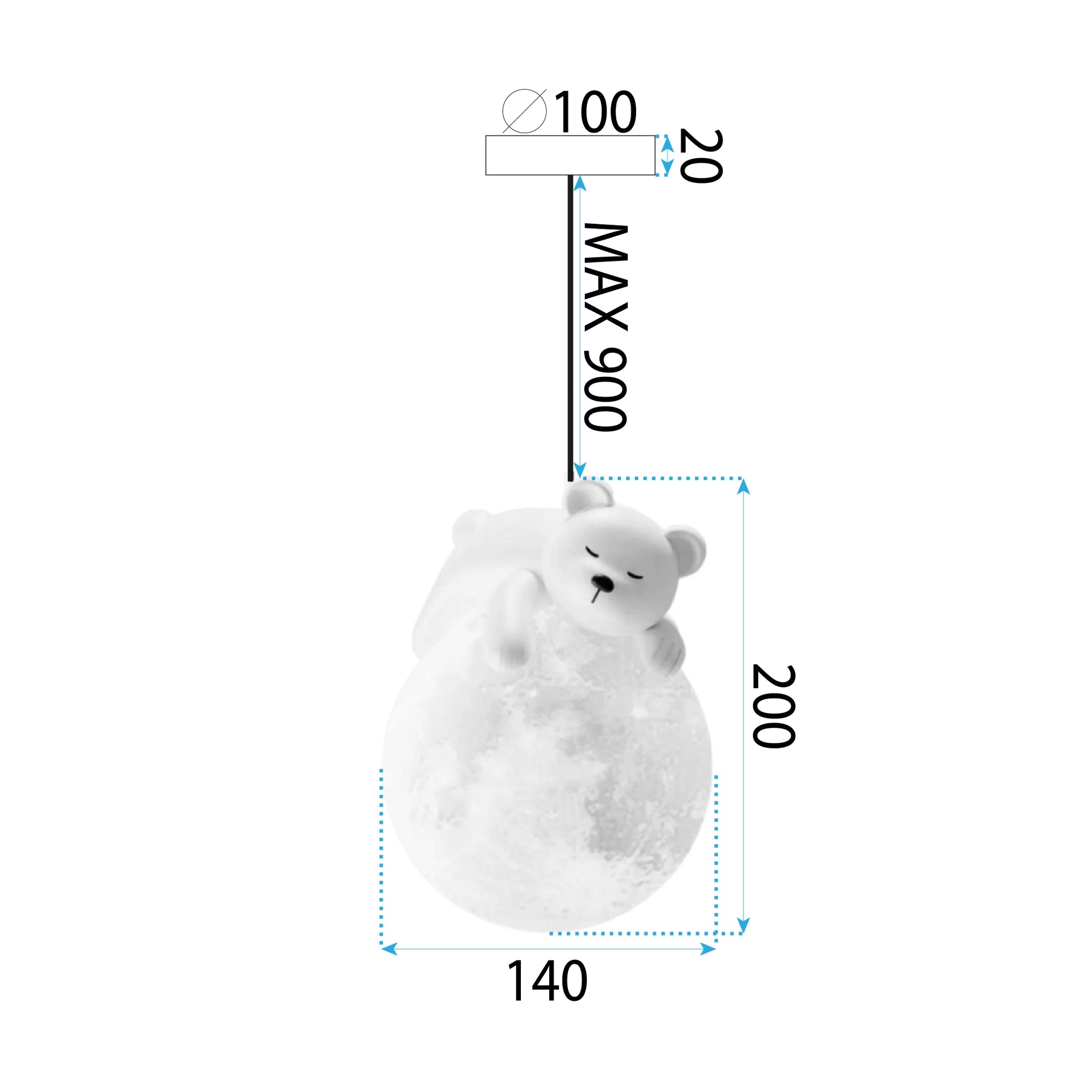 LAMPA SUFITOWA WISZĄCA WHITE BEAR APP1597-1CP  10