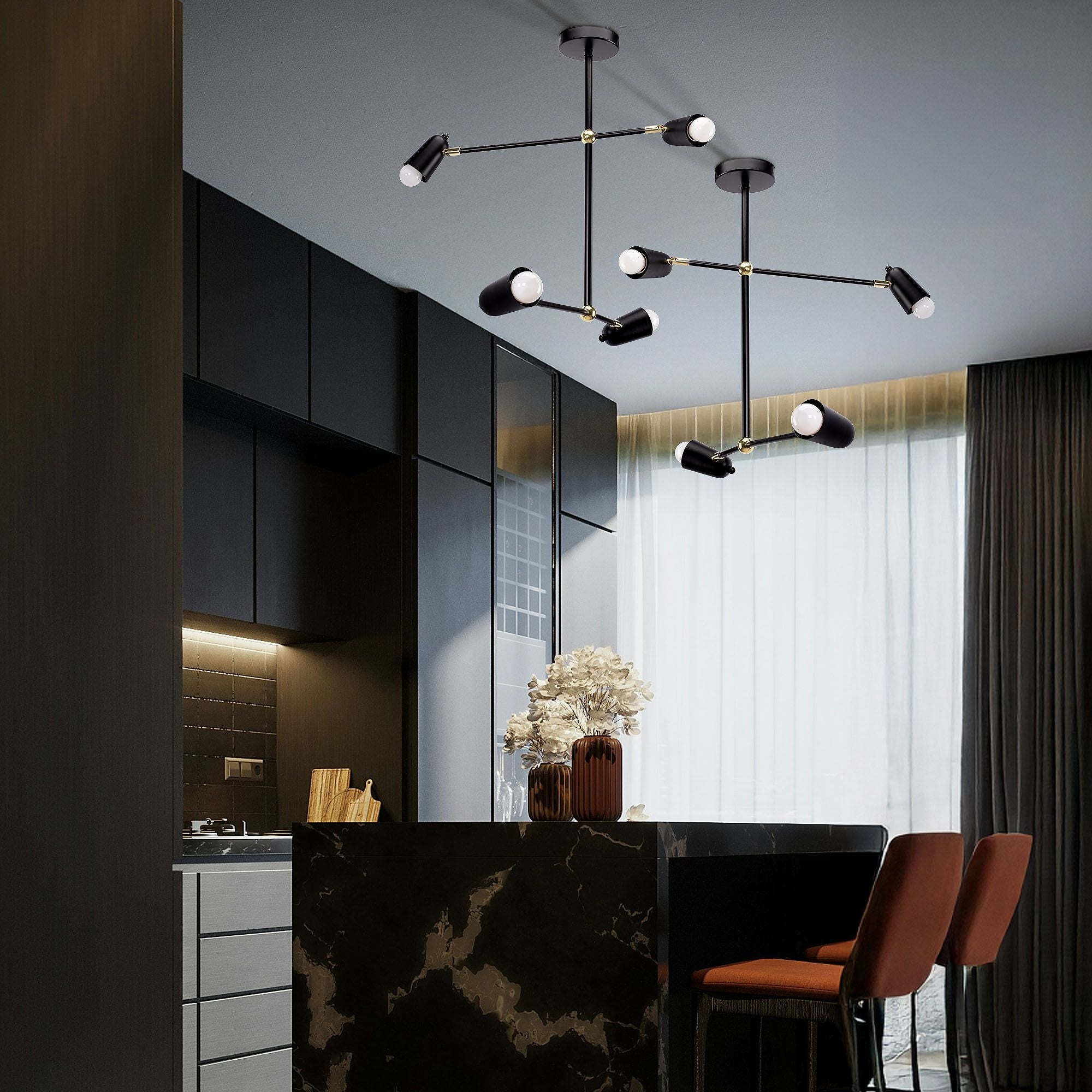 Lampa Wisząca 4-ramienna APP1708-4CP Czarna + Złoto  16
