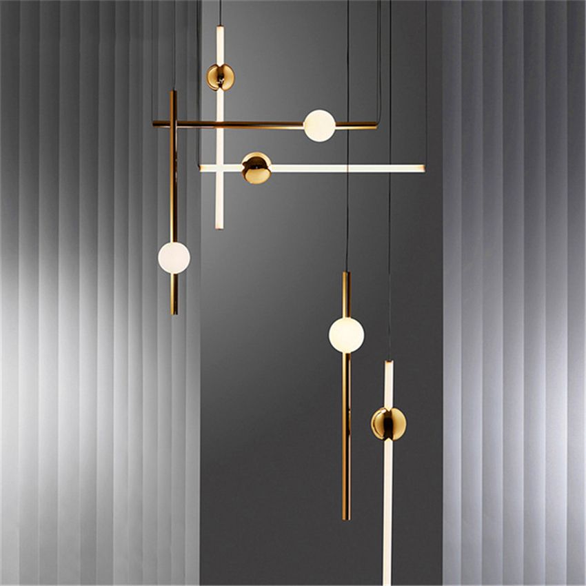 Lampa Sufitowa Wisząca Długa LED  APP475-CP Złota