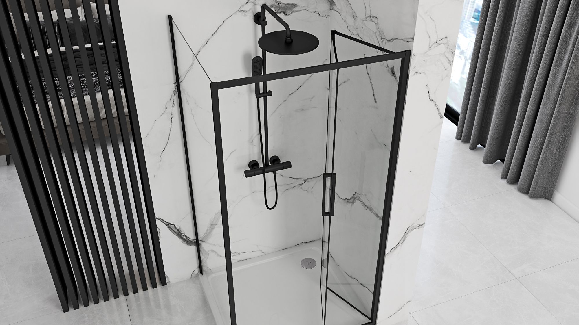 Kabina Prysznicowa Narożna Rapid Fold Black 100x80