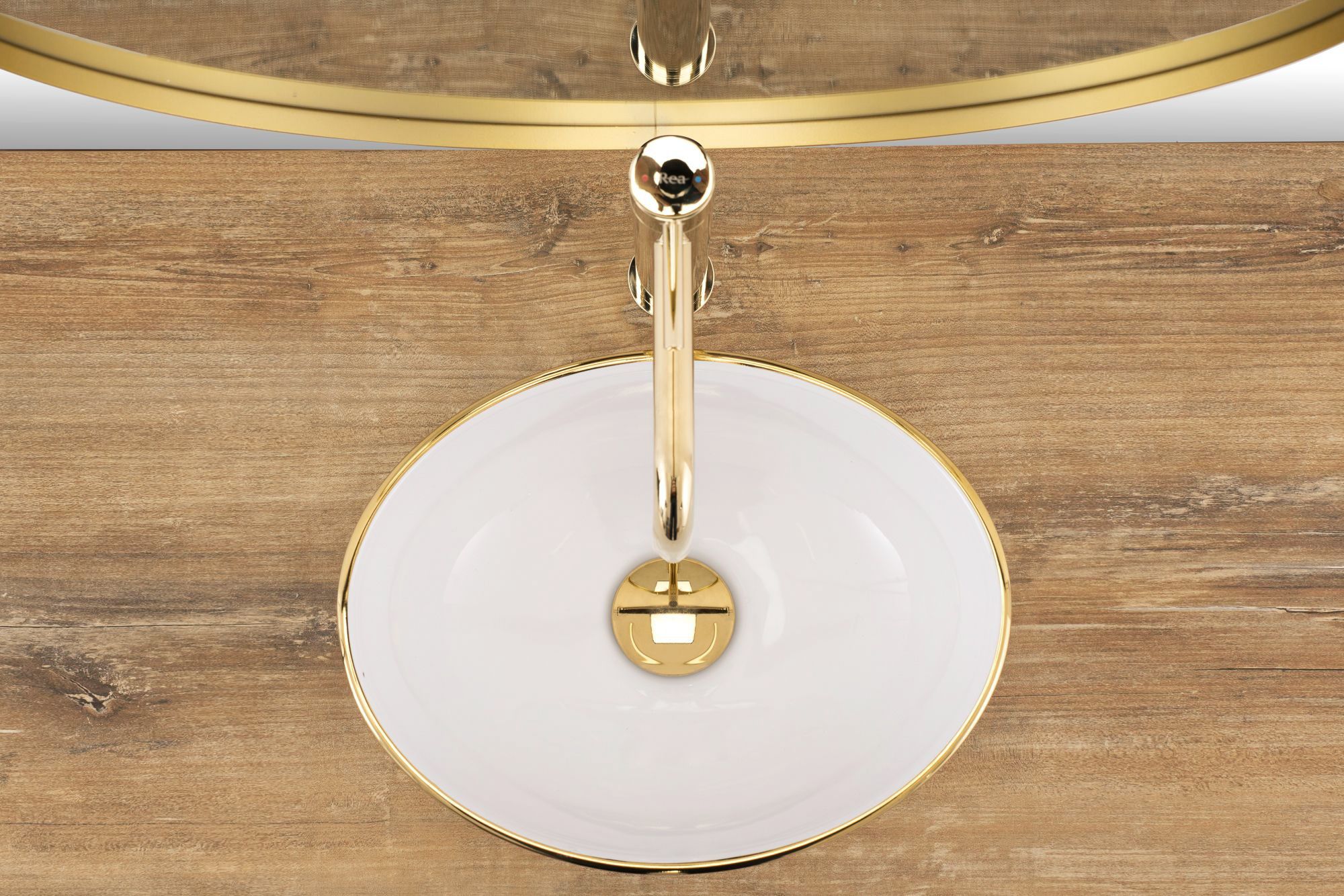 Umywalka nablatowa Rea Sofia mini GOLD/WHITE  4