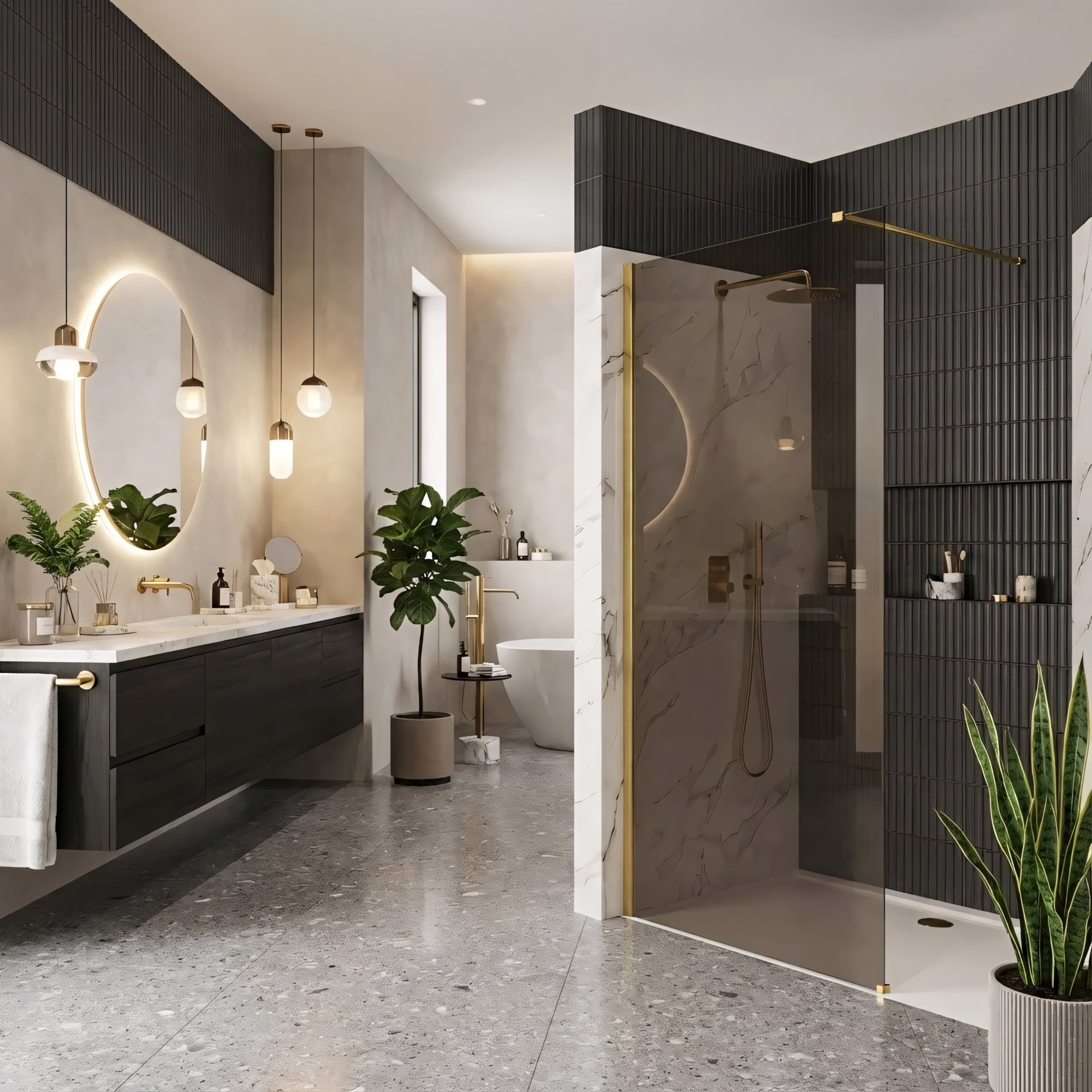 Kabina prysznicowa Walk-In Rea Flexi Brown / Gold 90  4