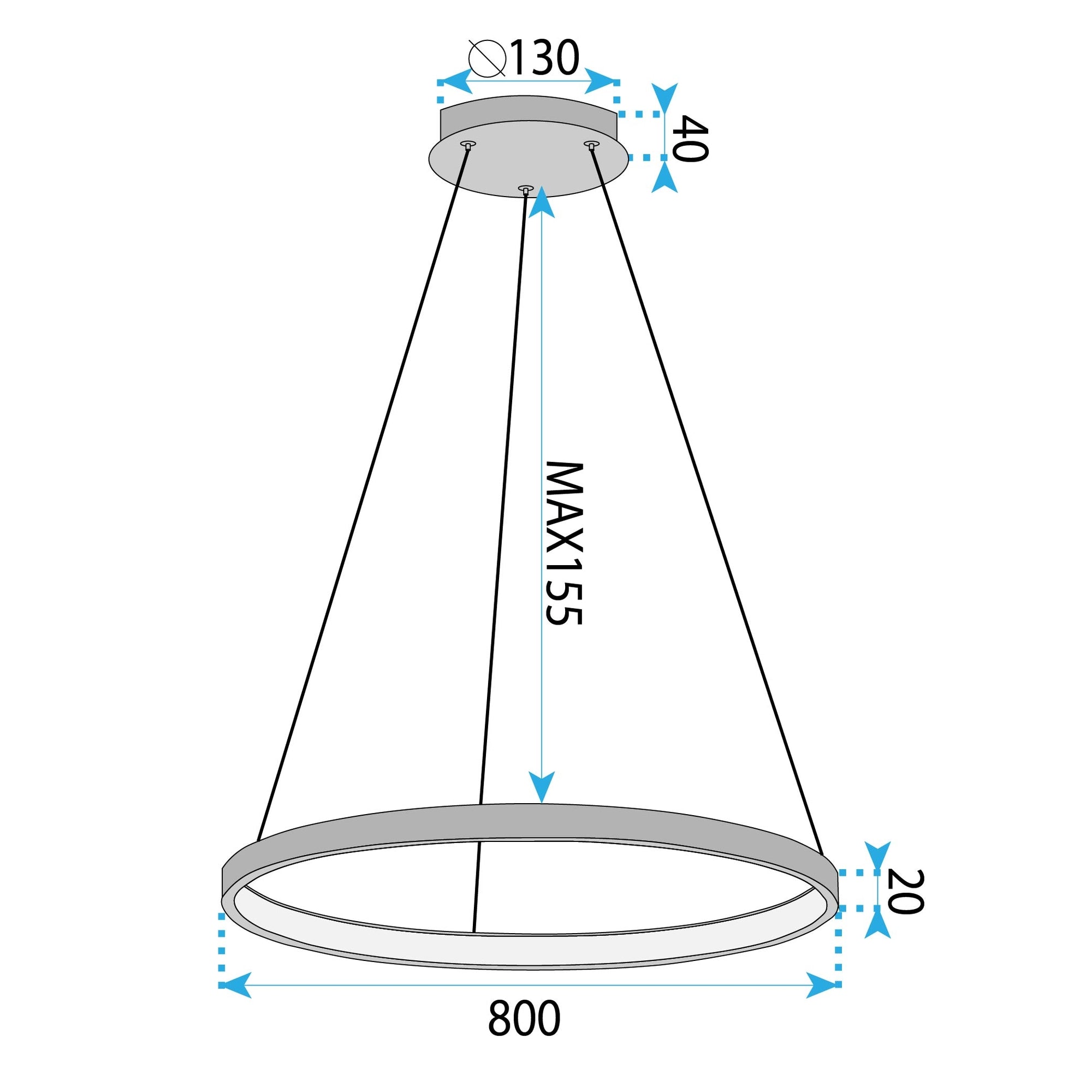 Lampa Sufitowa Wisząca Lhj012-cp 80cm Czarna  8