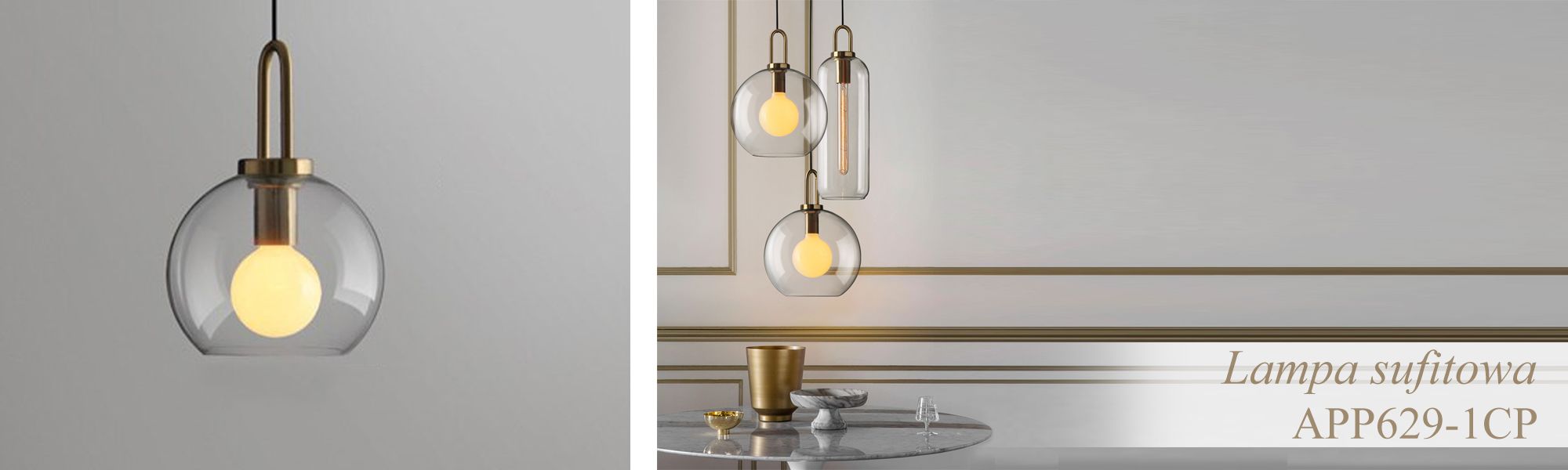 Lampa Sufitowa Wisząca Szklana Kula 20cm APP629-1CP