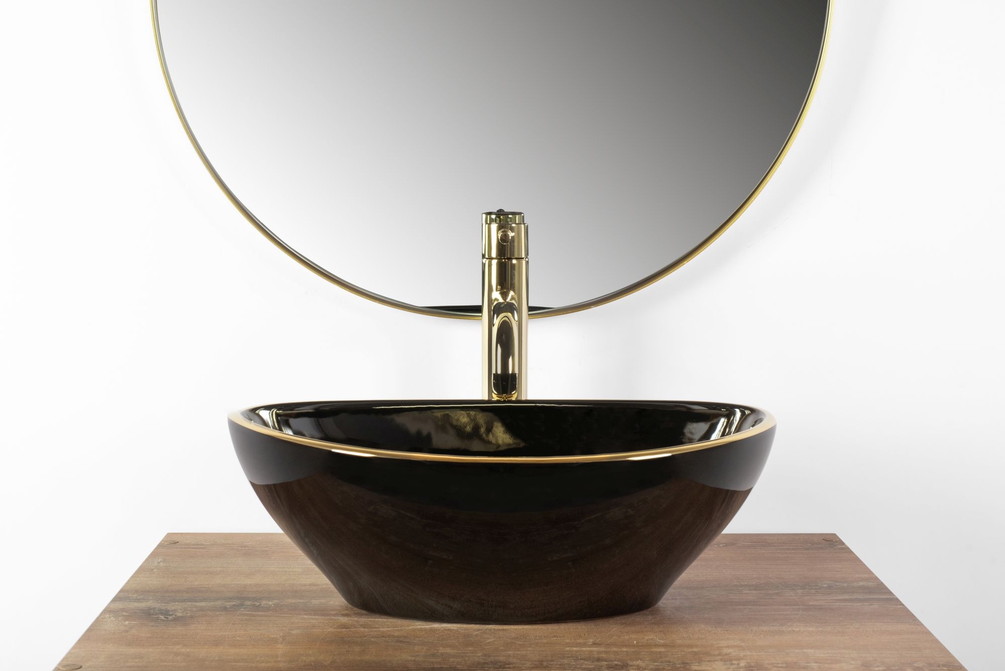 Umywalka nablatowa Rea Sofia Black Gold Edge