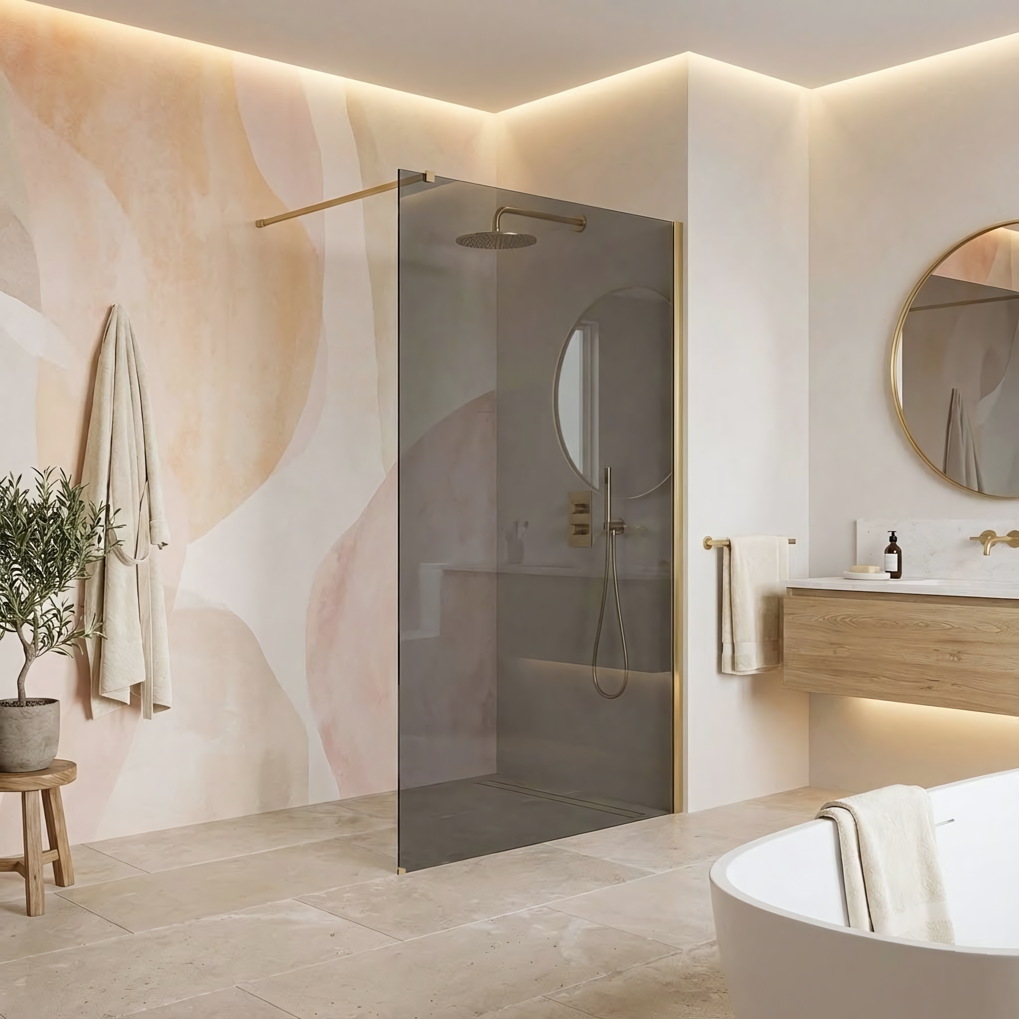 Kabina prysznicowa Walk-In Rea Flexi Grey / Brush Gold 80  5
