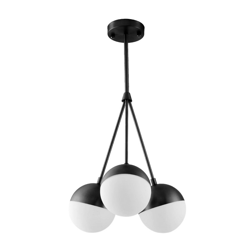Lampa Wisząca Szklana Kula Mleczna APP687-3CP Czarna