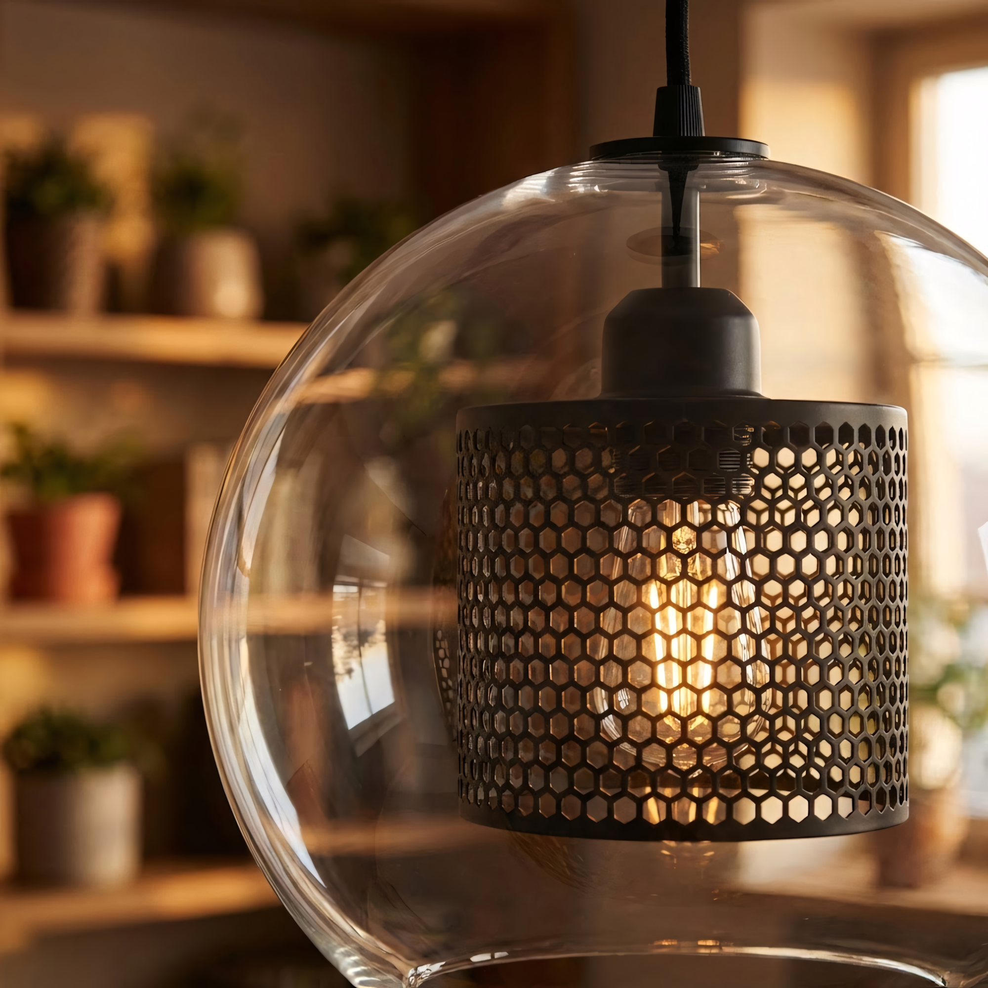 Lampa wisząca szklana loft APP558-1CP 25cm czarna  4