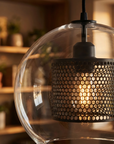 Lampa wisząca szklana loft APP558-1CP 25cm czarna  4