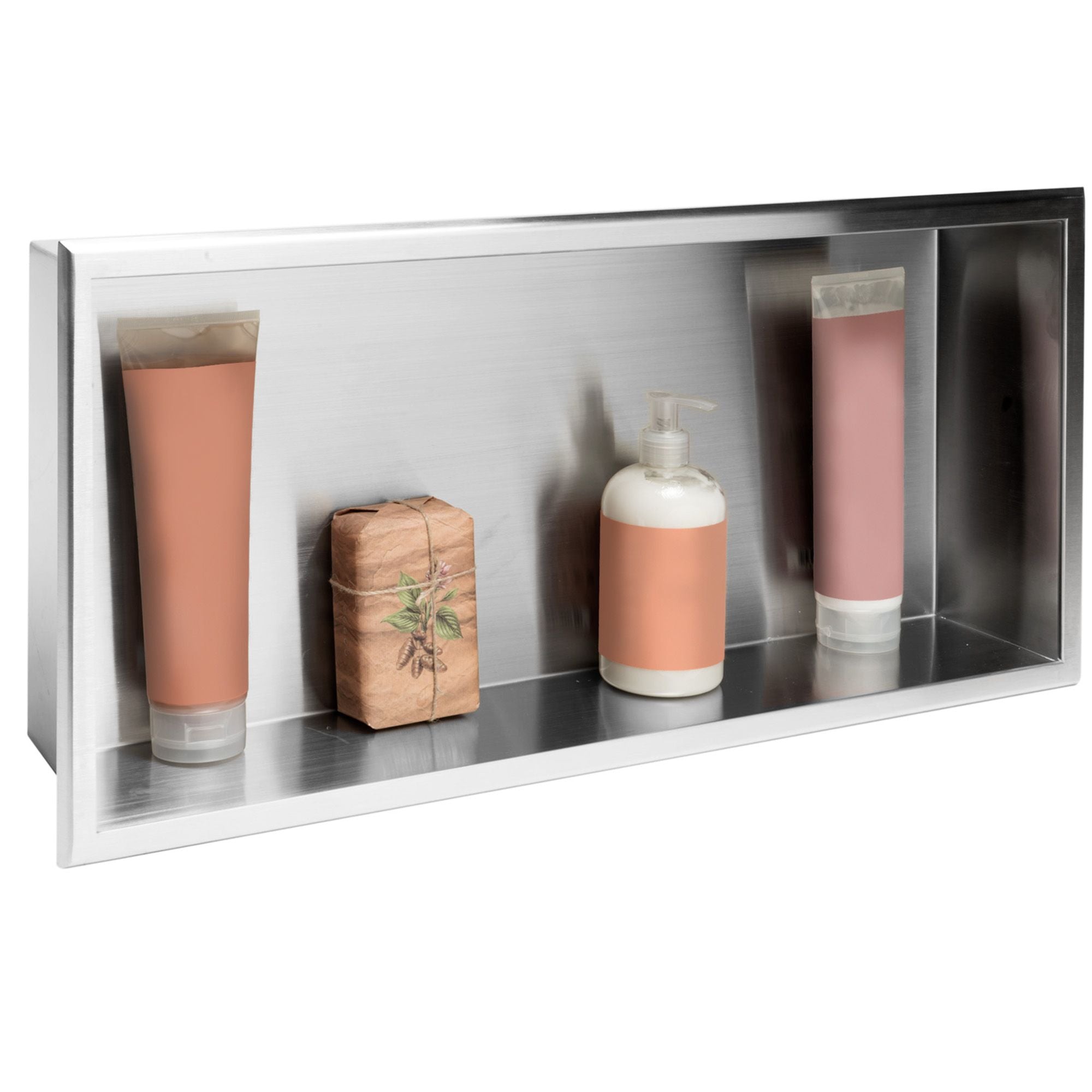 PÓŁKA WNĘKOWA ŁAZIENKOWA 30x60 stal szczotkowana