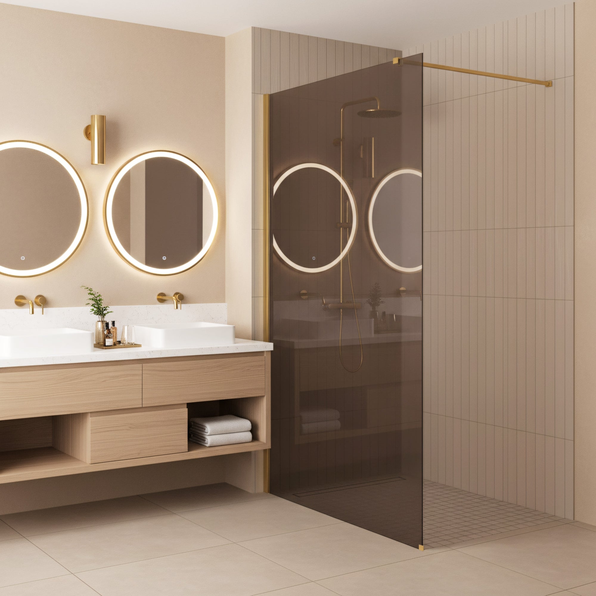 Kabina prysznicowa Walk-In Rea Flexi Brown / Gold 130  5